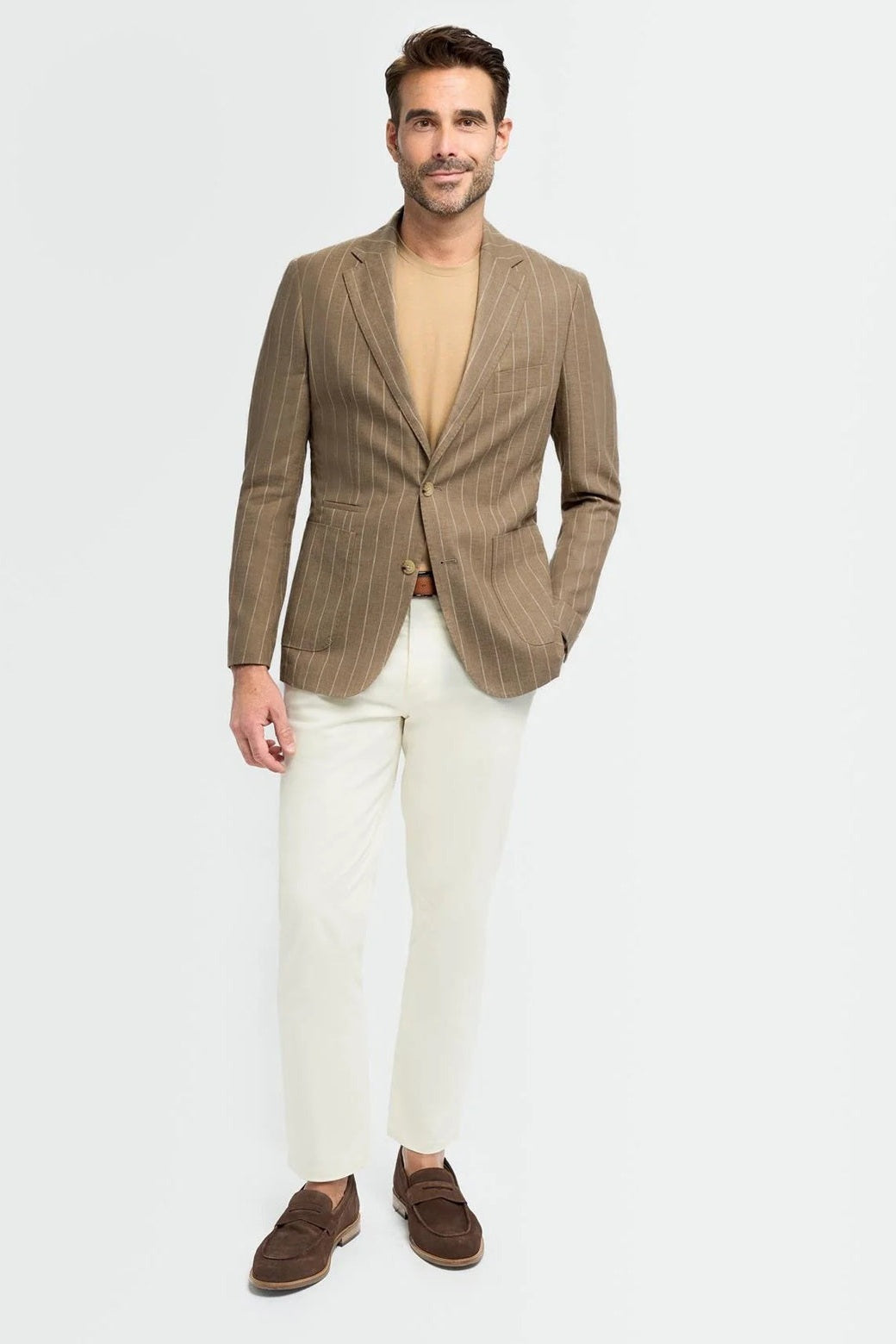 House of Cavani – Piero deconstructed Pinstripe Linen Blazer Sand CAVANI