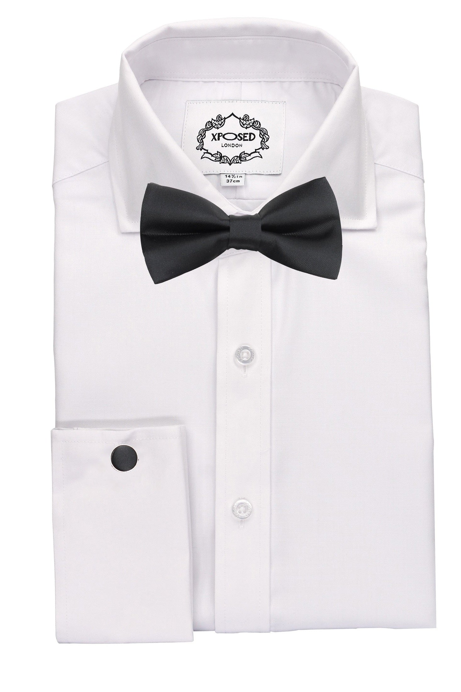 PLAIN BLACK BOW TIE SET