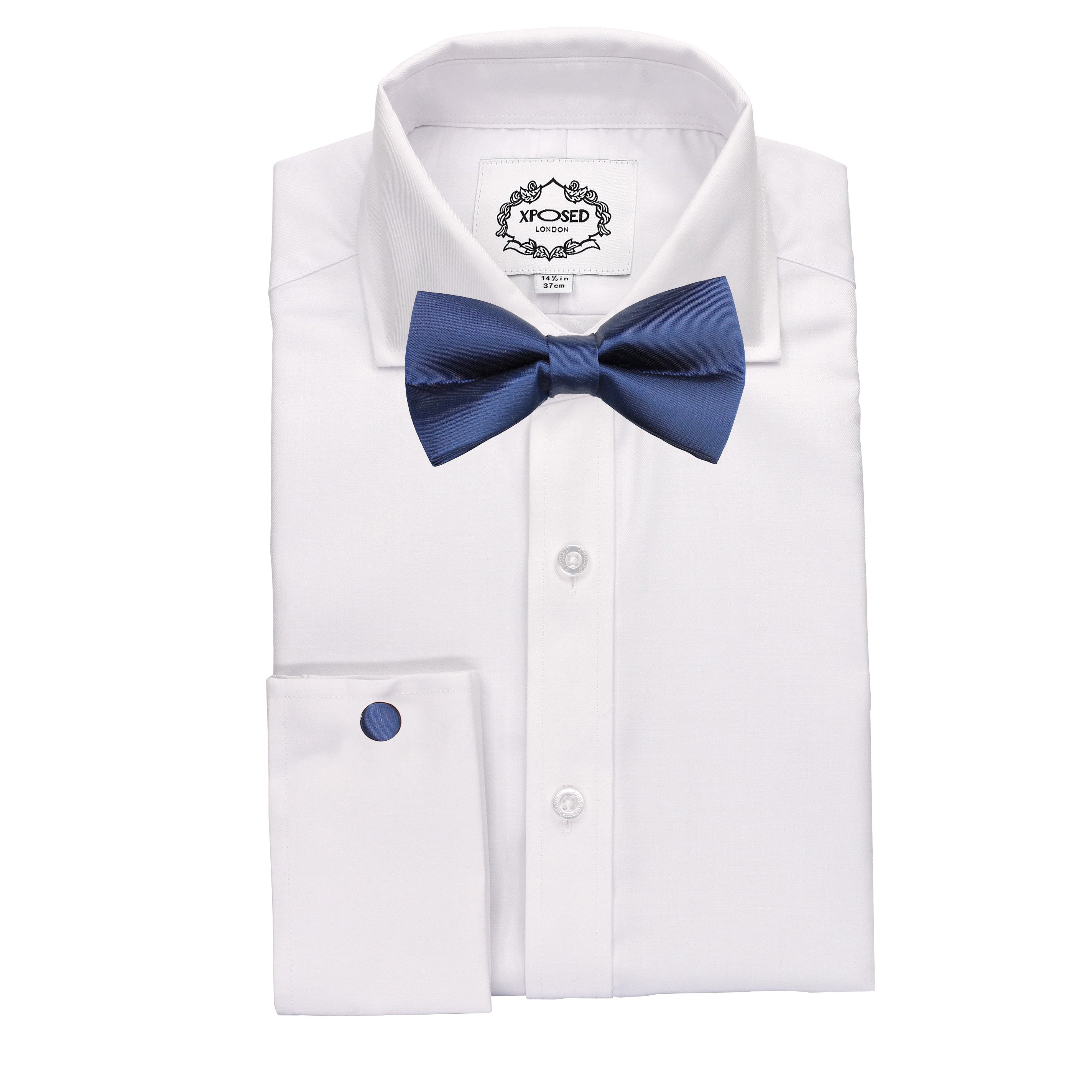 PLAIN NAVY BOW TIE SET