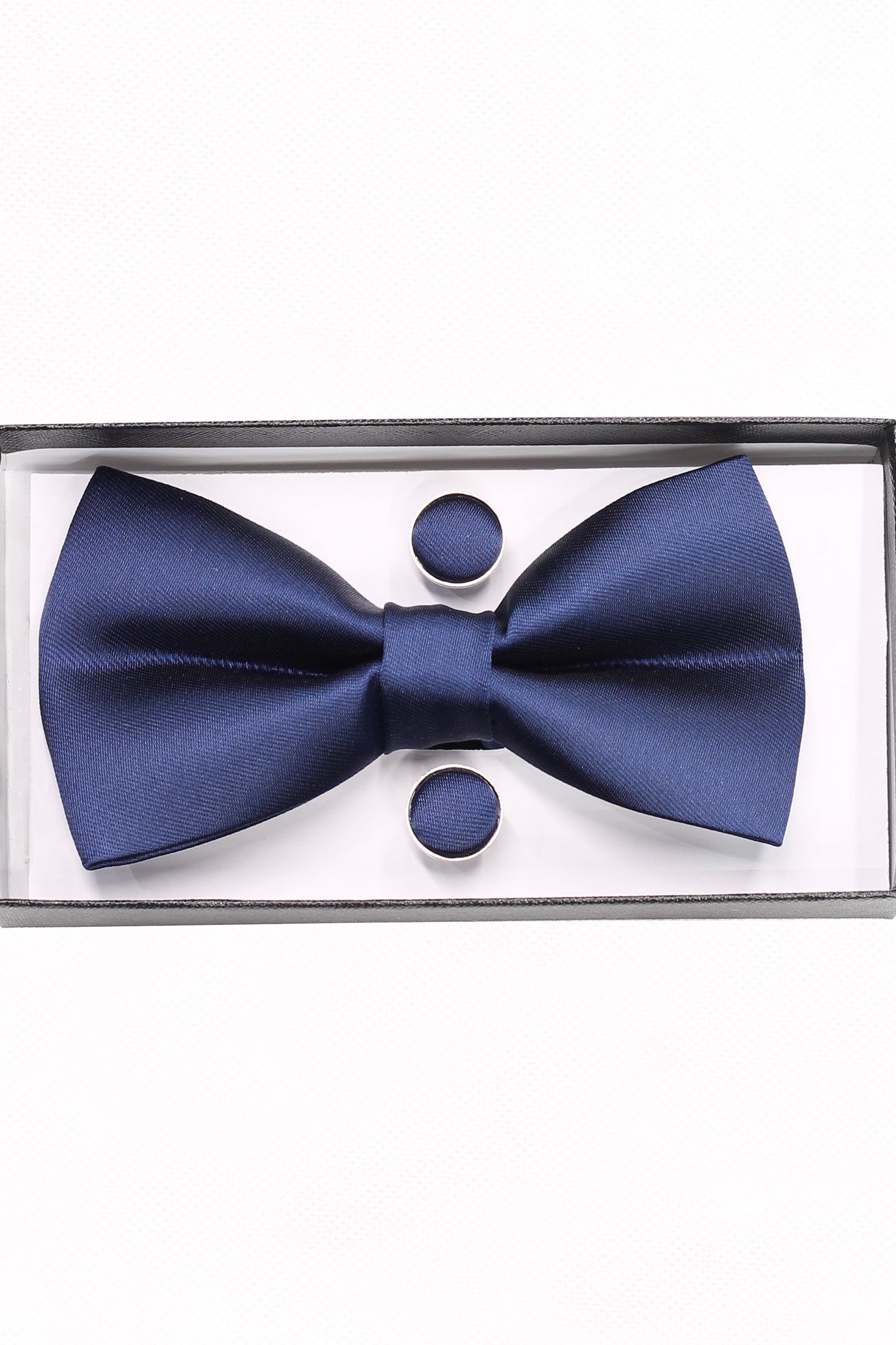 PLAIN NAVY BOW TIE SET