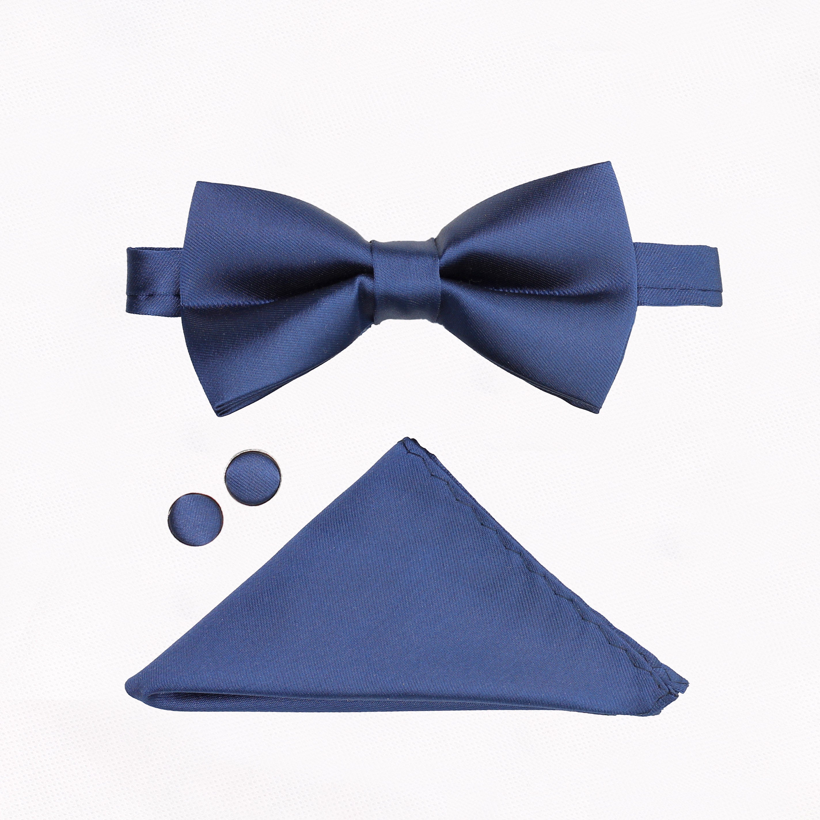 PLAIN NAVY BOW TIE SET