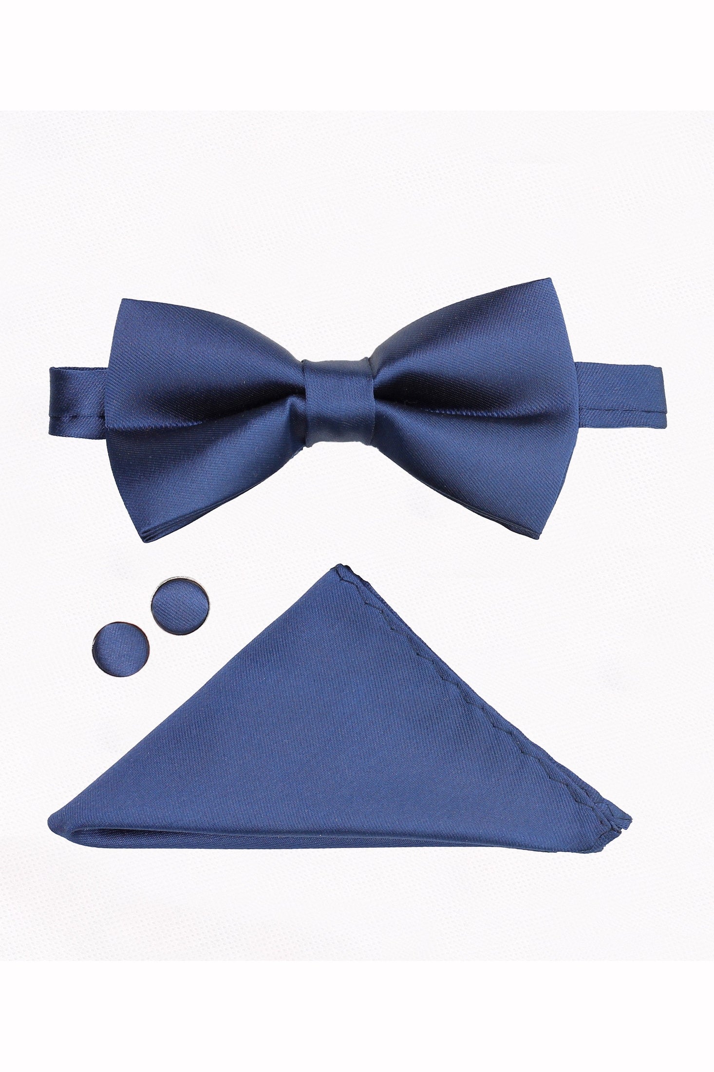 PLAIN NAVY BOW TIE SET
