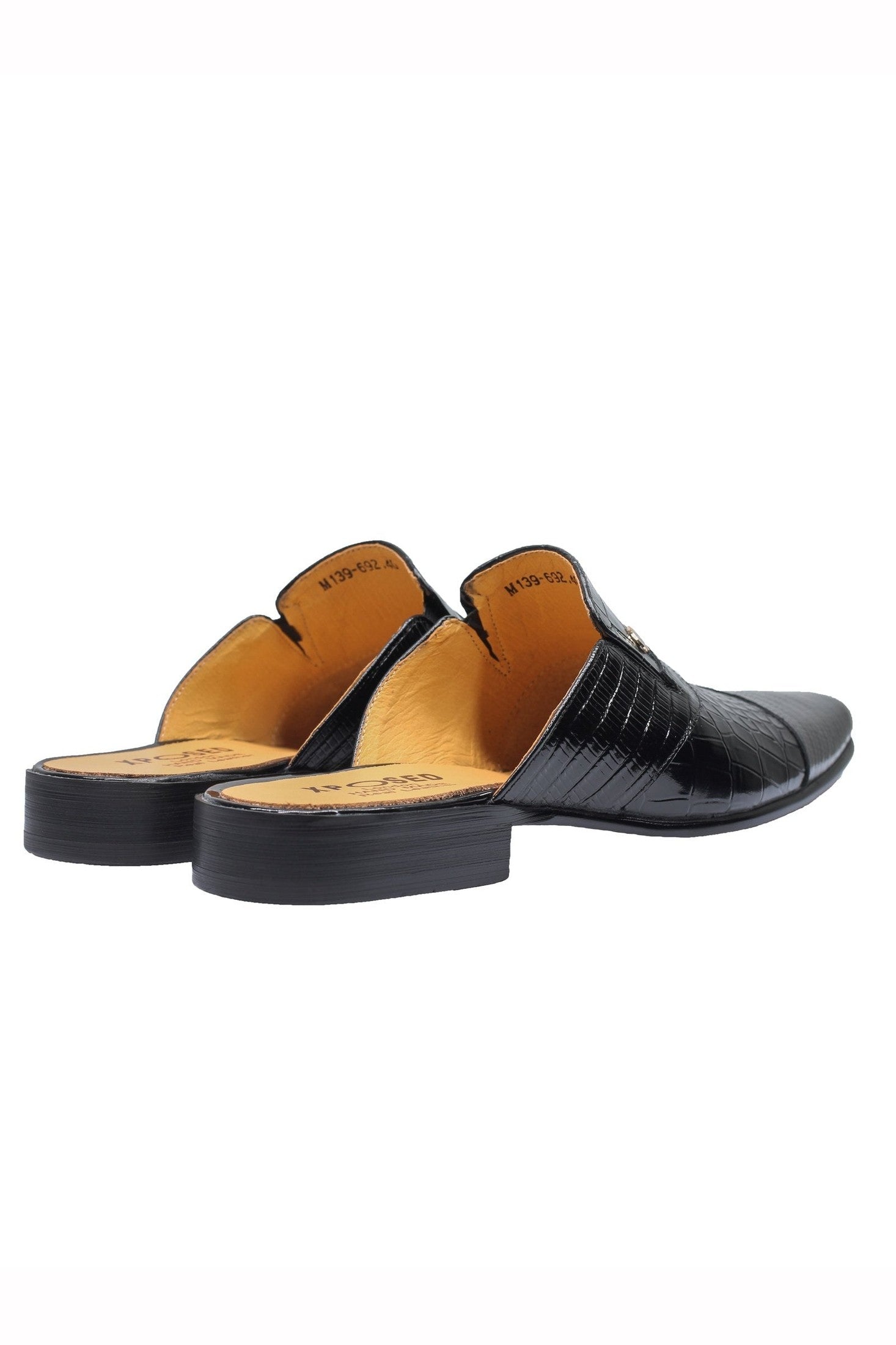 REAL LEATHER BLACK PRINTED HALF SHOE