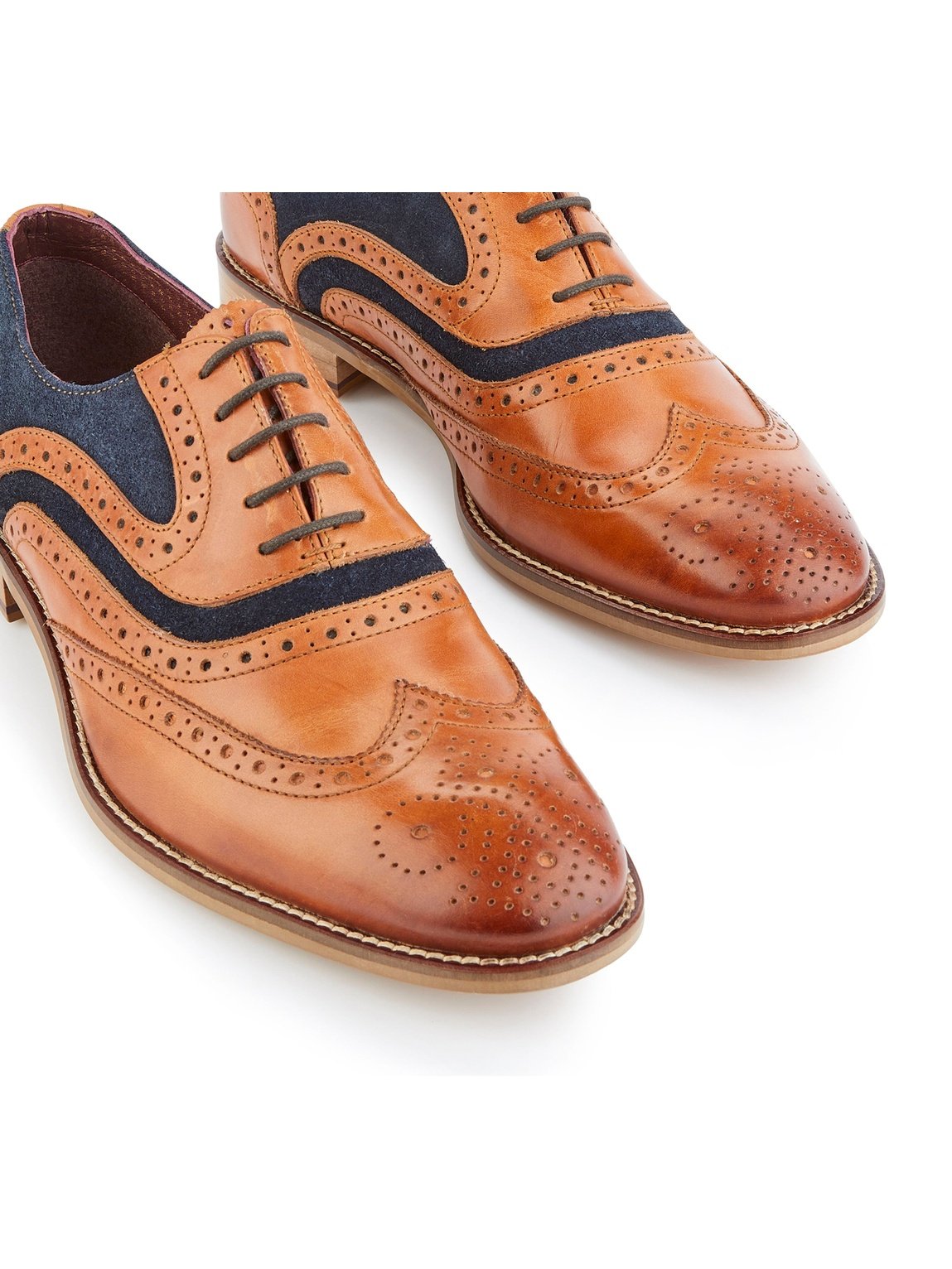 TAN & NAVY SUEDE OXFORD BROGUES