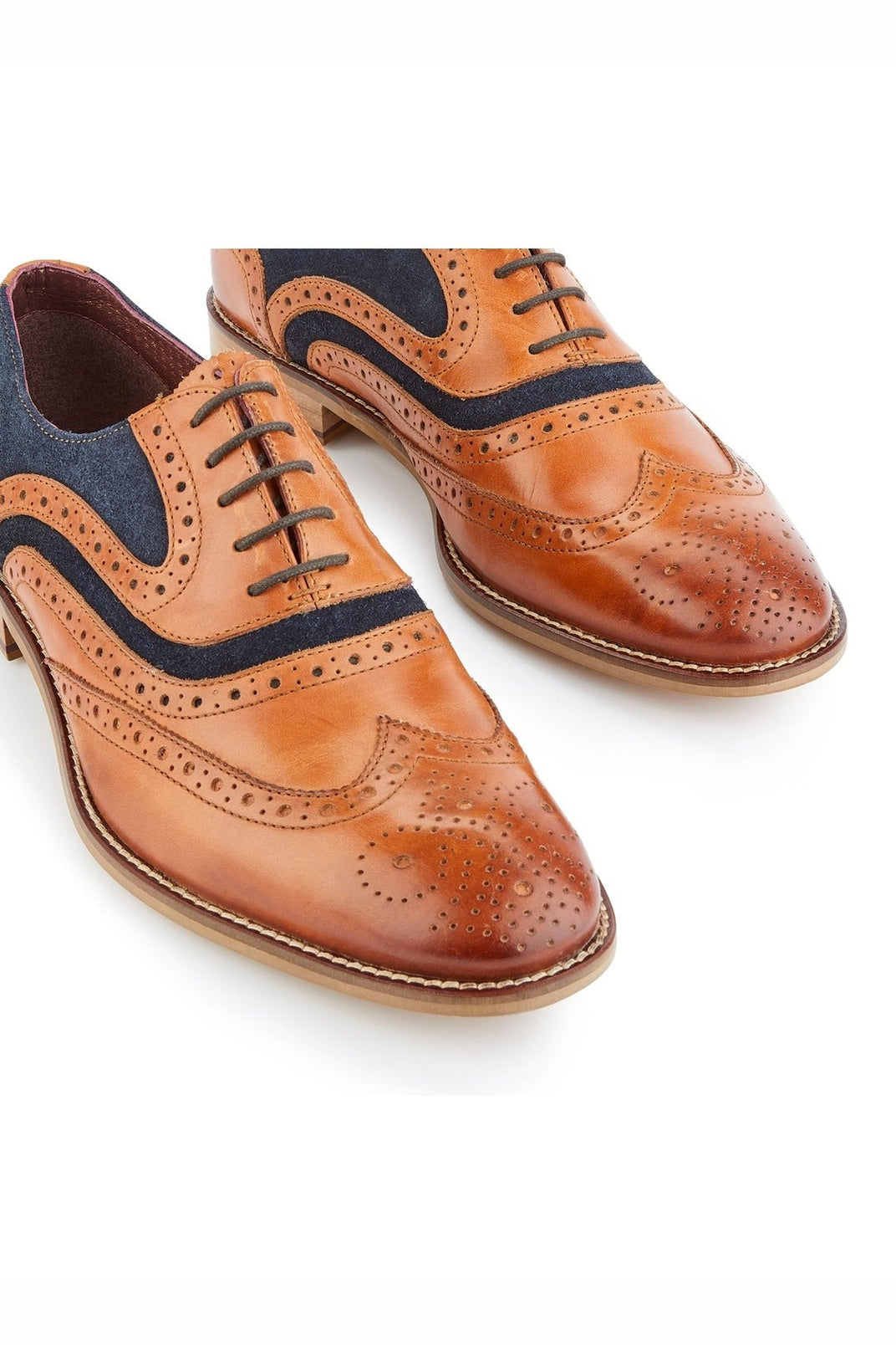TAN & NAVY SUEDE OXFORD BROGUES