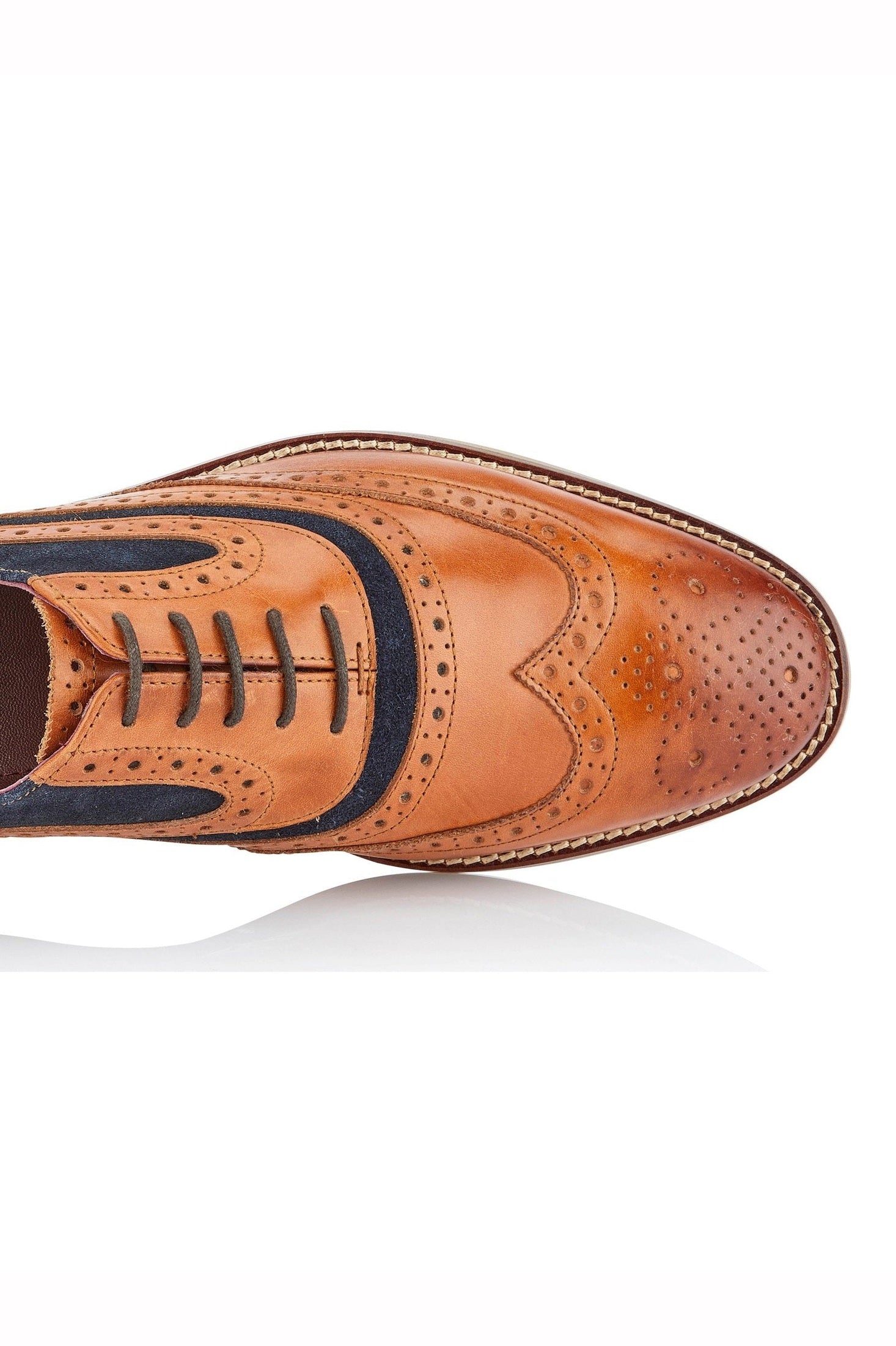 TAN & NAVY SUEDE OXFORD BROGUES