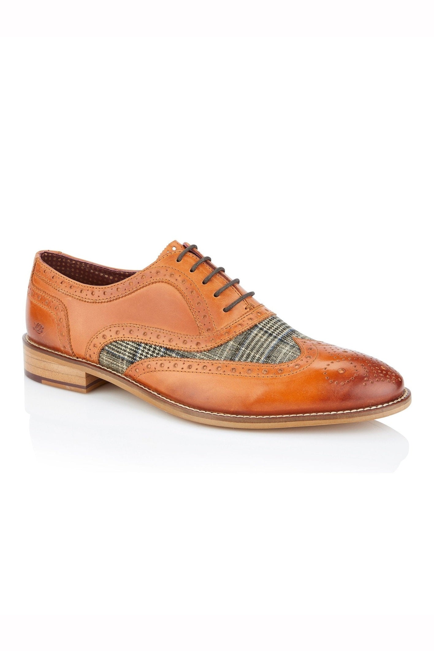 TAN GREY TWEED OXFORD BROGUES