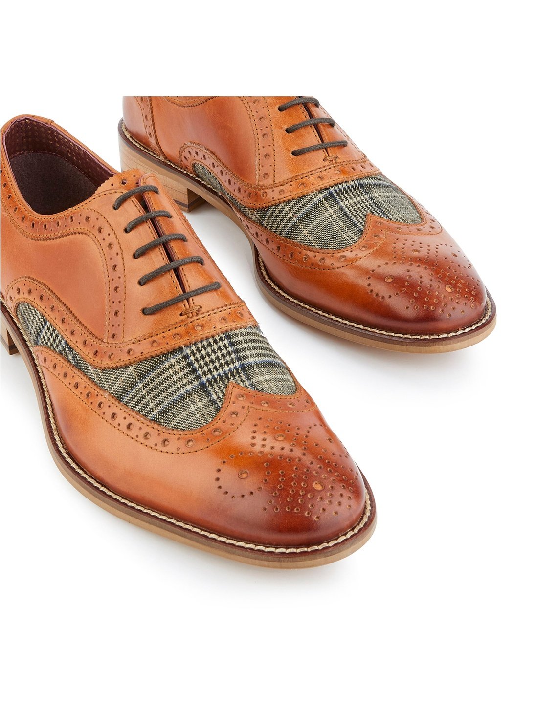 TAN GREY TWEED OXFORD BROGUES