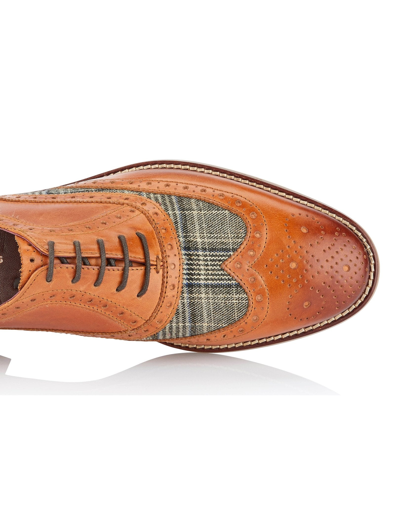 TAN GREY TWEED OXFORD BROGUES
