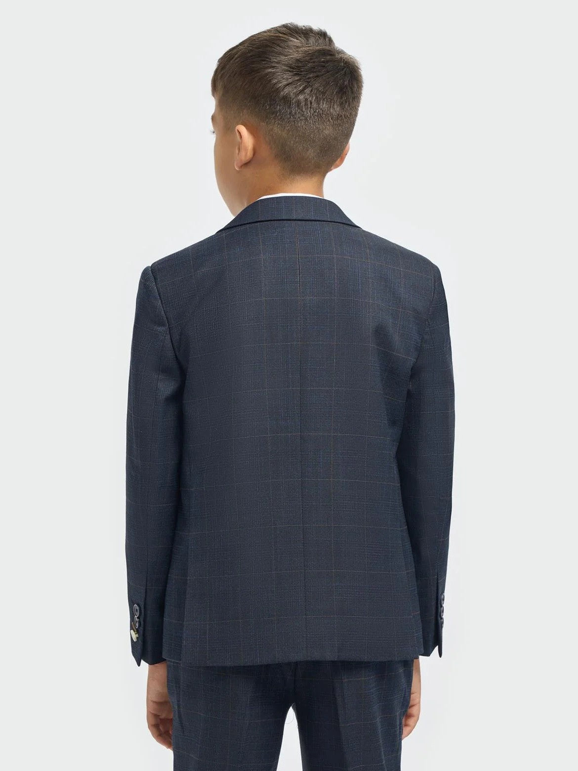 House of Cavani – Boys Navy Blue 3 Piece Suit Windowpane Check Torini CAVANI