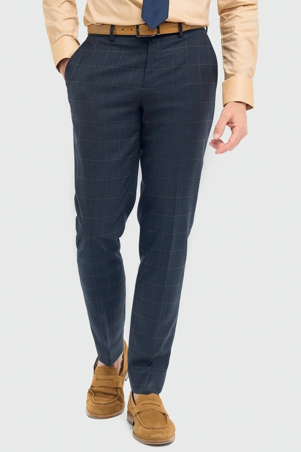 House of Cavani – Torino Navy Check Trousers Tailored Fit CAVANI