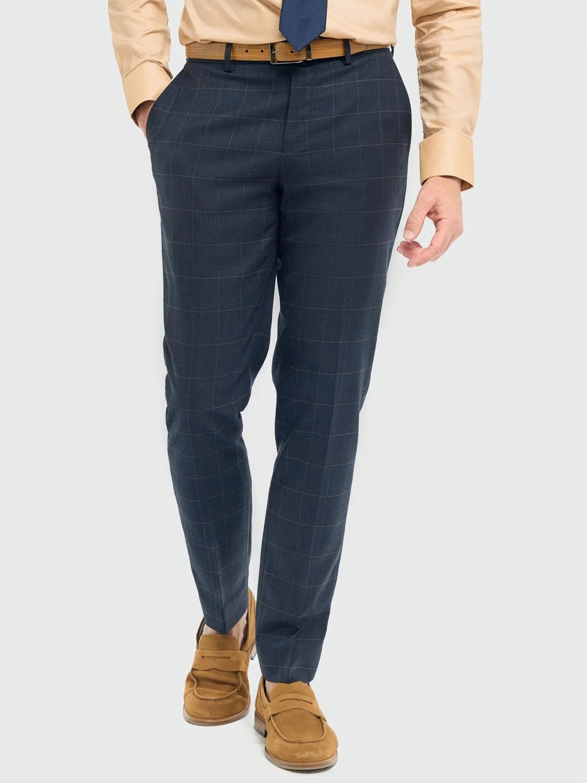 House of Cavani – Torino Navy Check Trousers Tailored Fit CAVANI