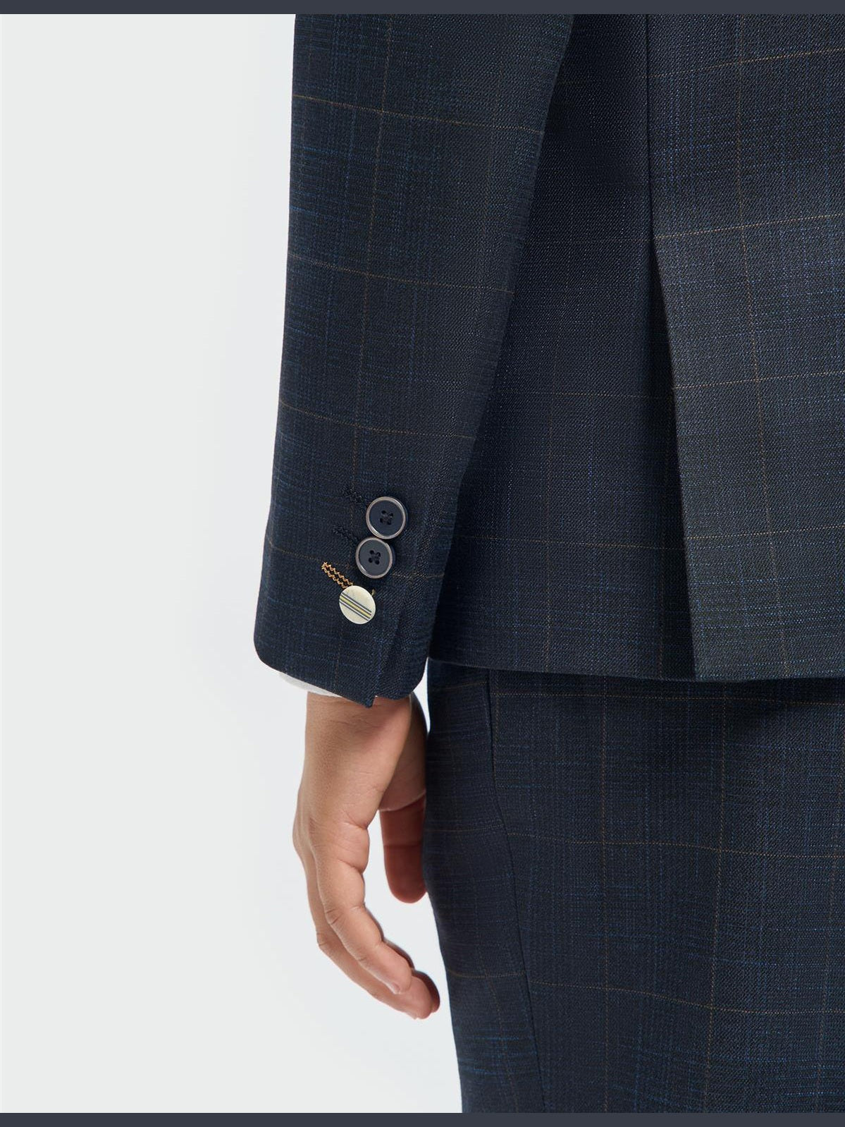 House of Cavani – Boys Navy Blue 3 Piece Suit Windowpane Check Torini CAVANI