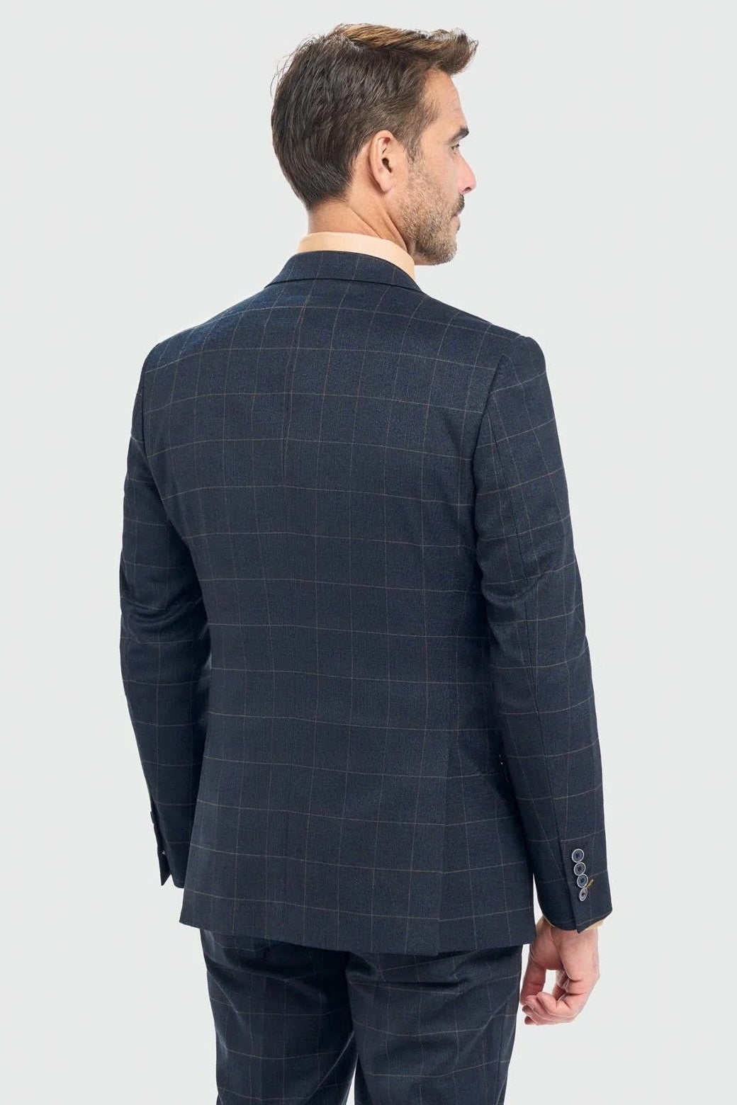Cavani – Torino Windowpane Checked Blazer – Navy Blue CAVANI
