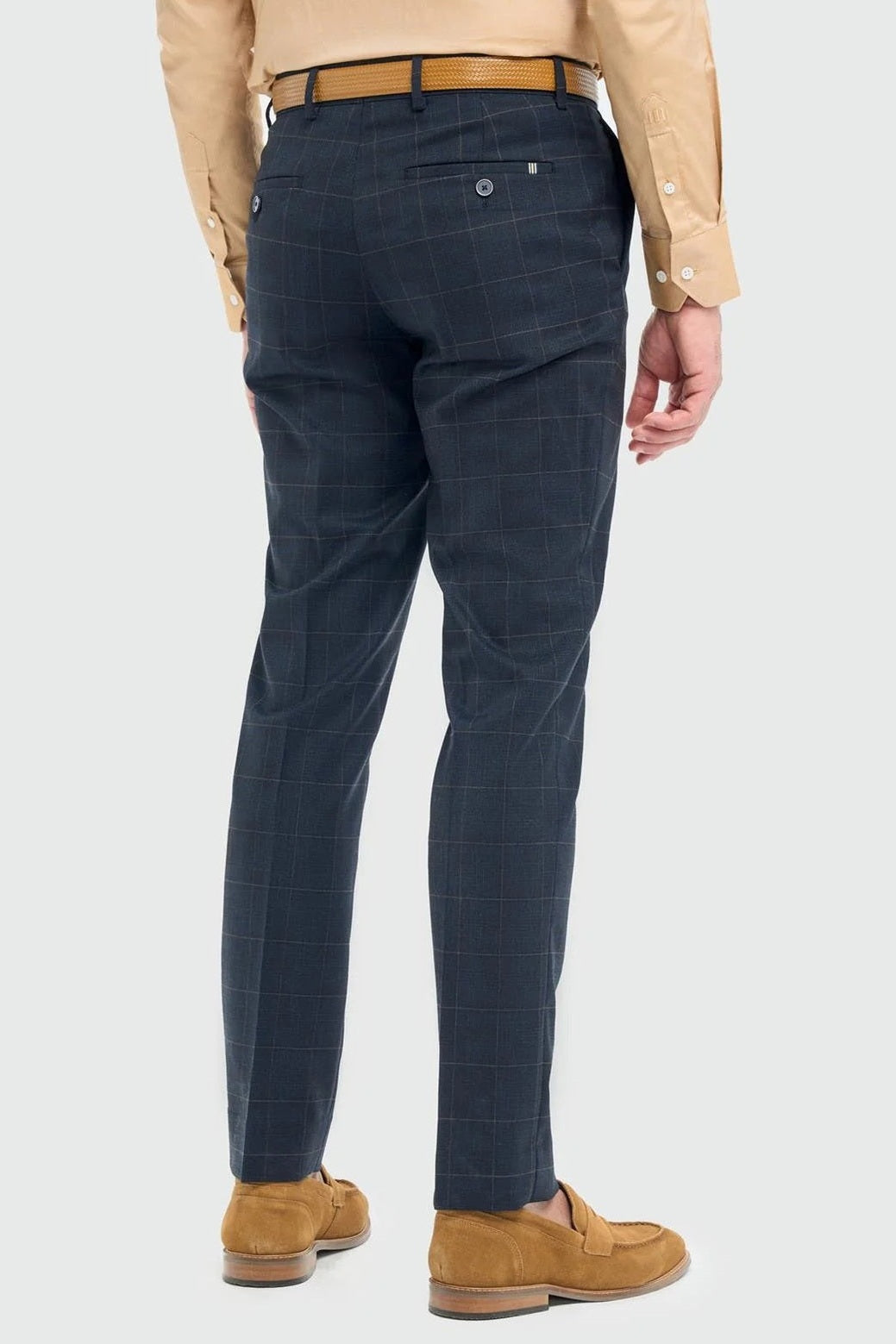 House of Cavani – Torino Navy Check Trousers Tailored Fit CAVANI