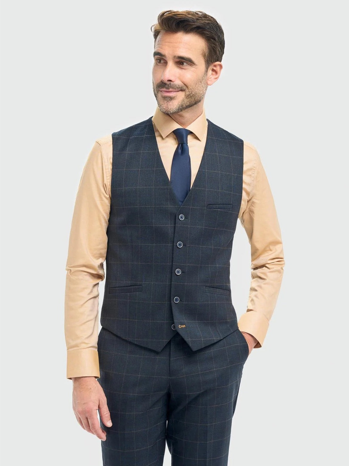 House of Cavani – Torino Navy Check Tailored Waistcoat CAVANI