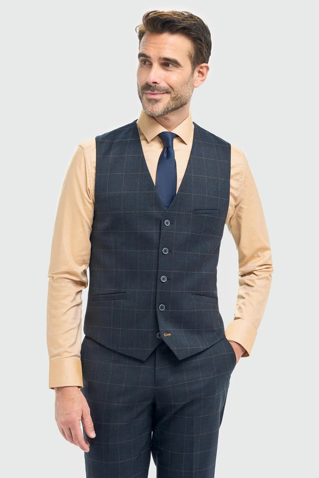 House of Cavani – Torino Navy Check Tailored Waistcoat CAVANI