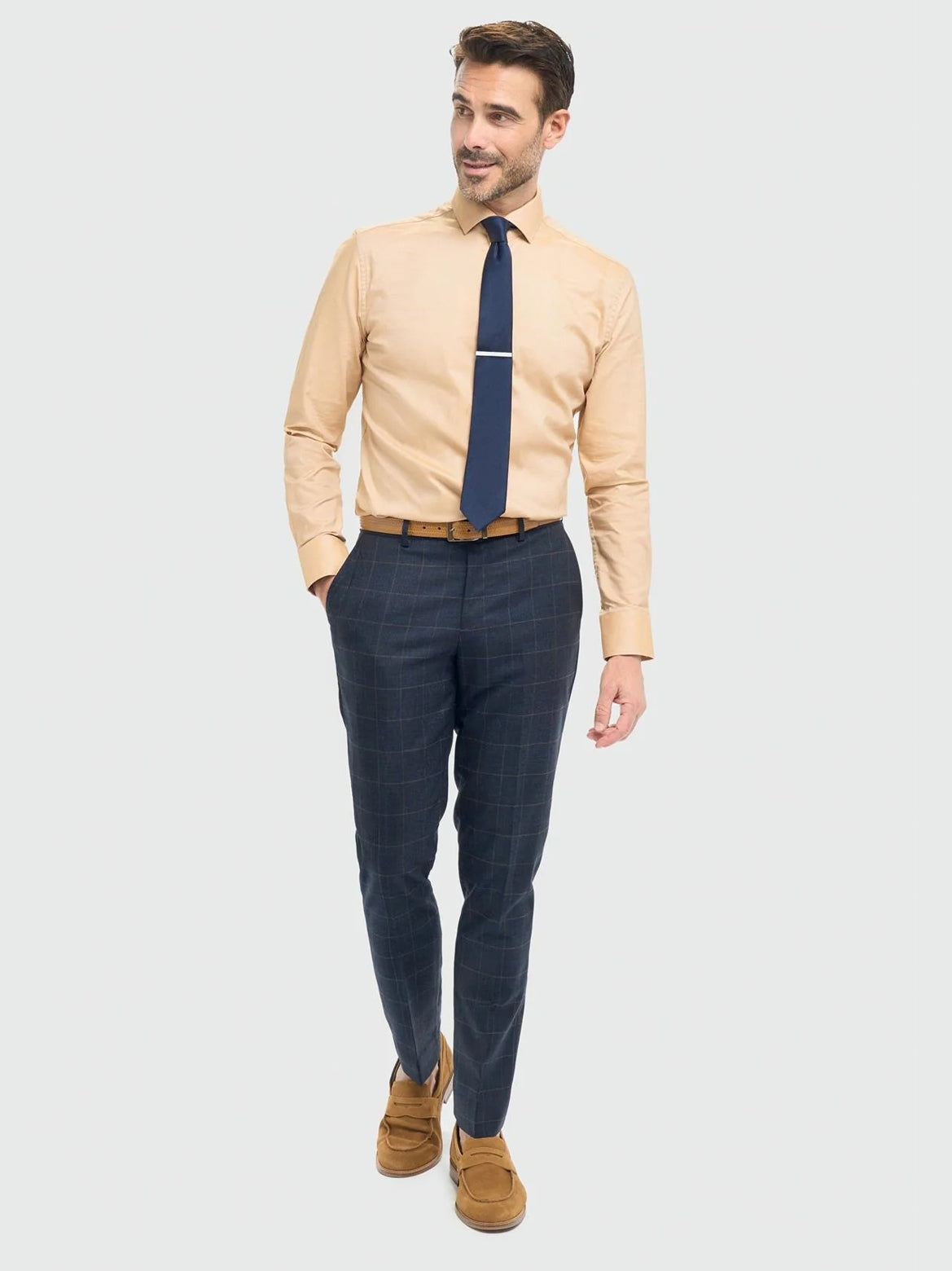 House of Cavani – Torino Navy Check Trousers Tailored Fit CAVANI