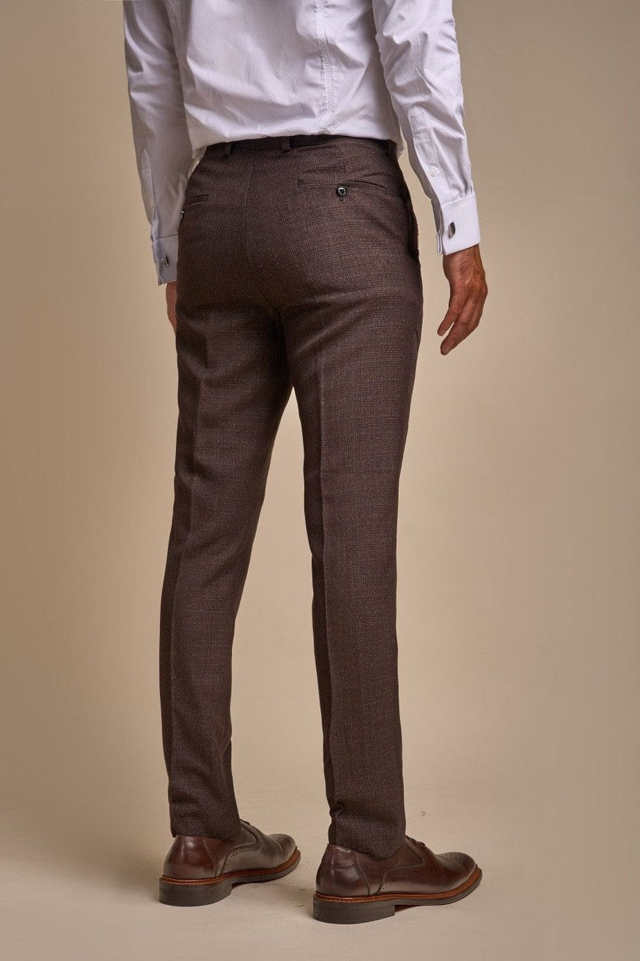 CARIDI – BROWN CHECK TAILORED FIT TROUSERS CAVANI