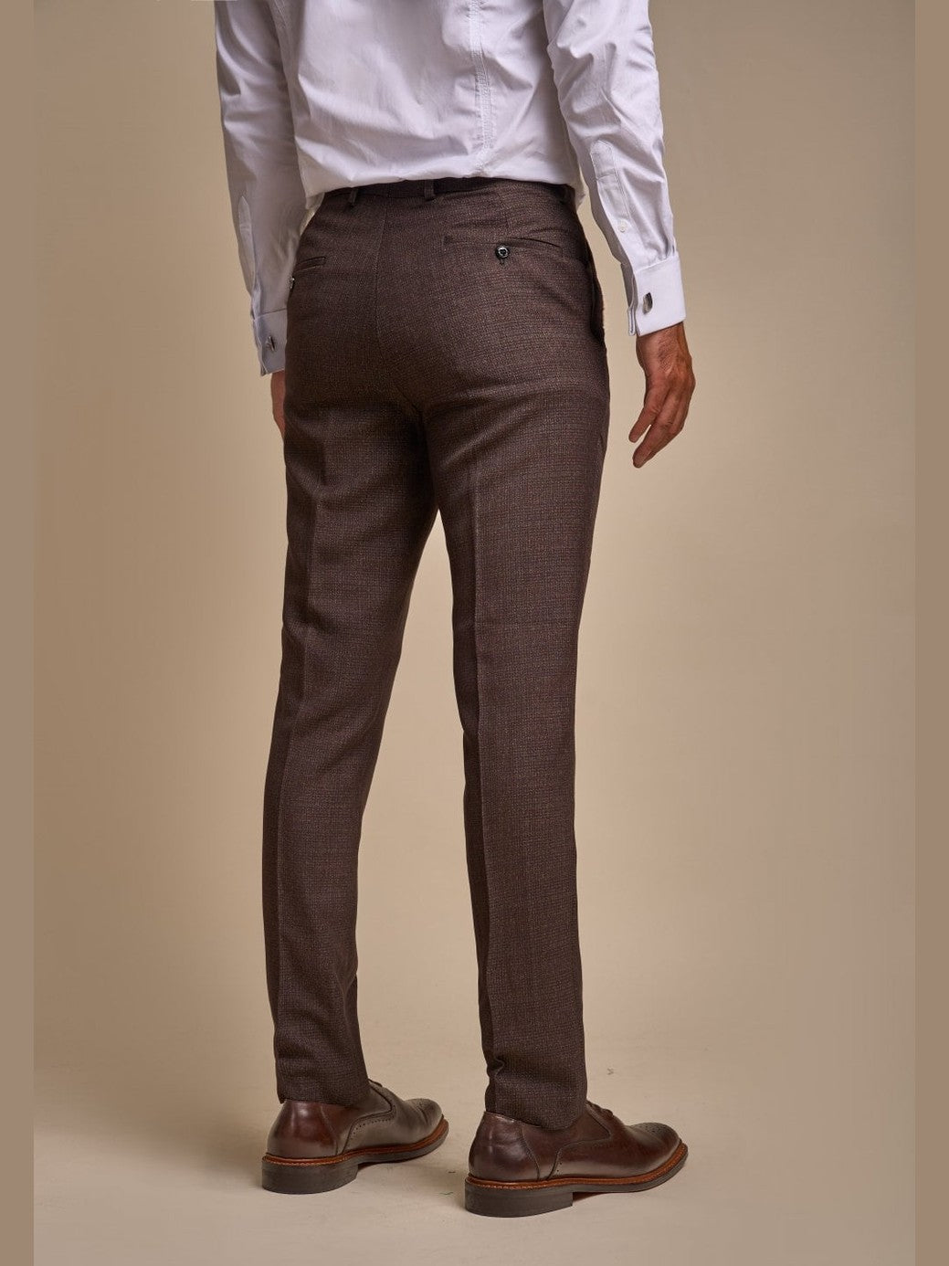 CARIDI – BROWN CHECK TAILORED FIT TROUSERS CAVANI