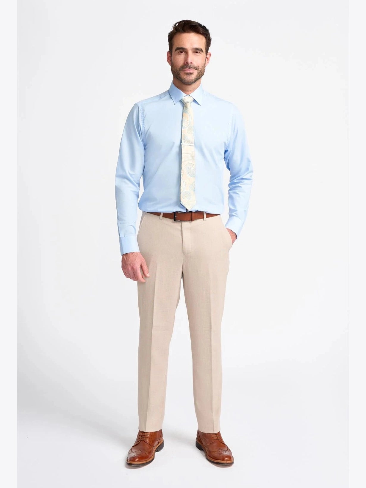 MIAMI – TAILORED FIT LINEN BLEND STONE 3 PIECE SUIT CAVANI