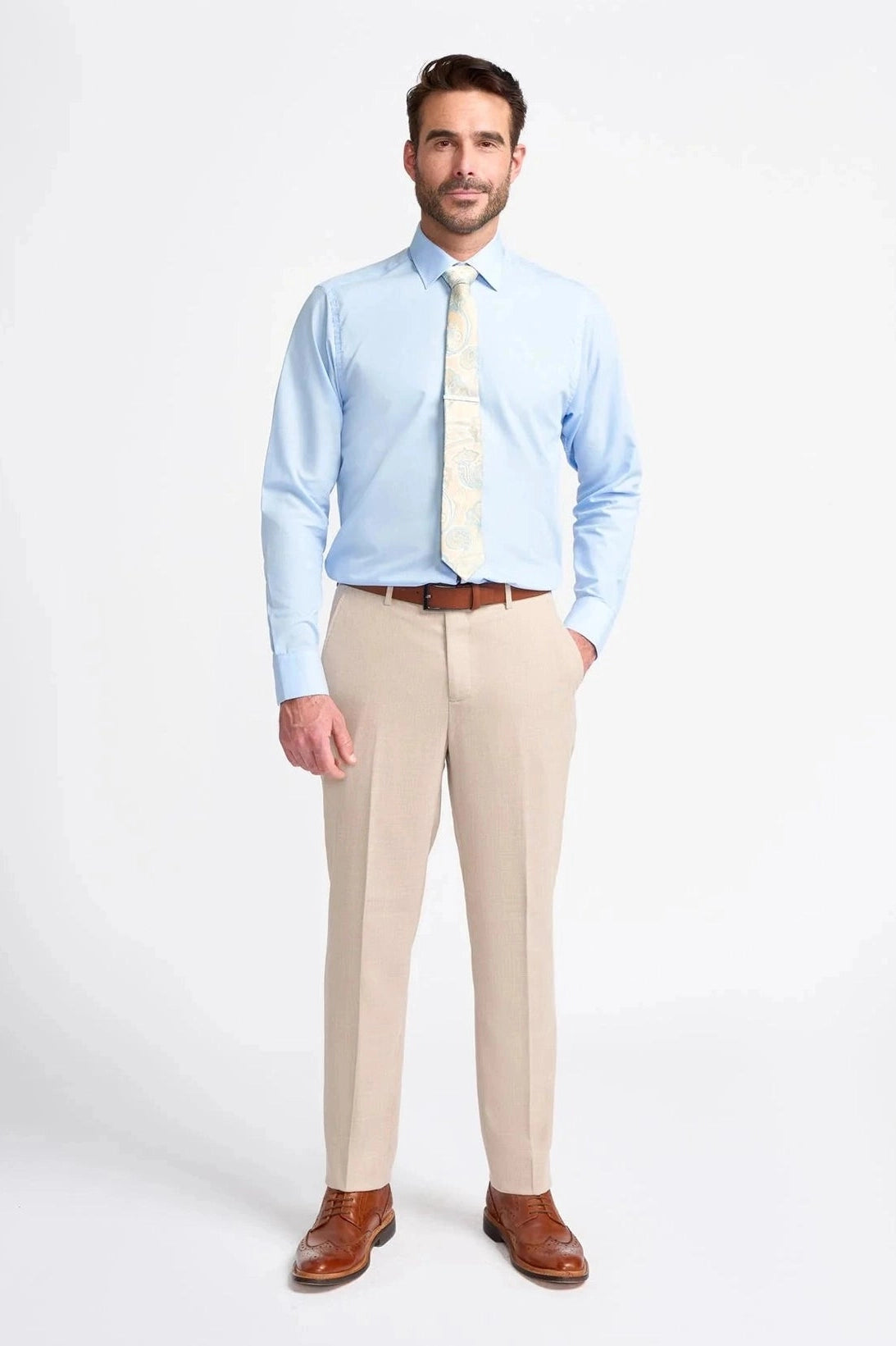 MIAMI – TAILORED FIT LINEN BLEND STONE 3 PIECE SUIT CAVANI