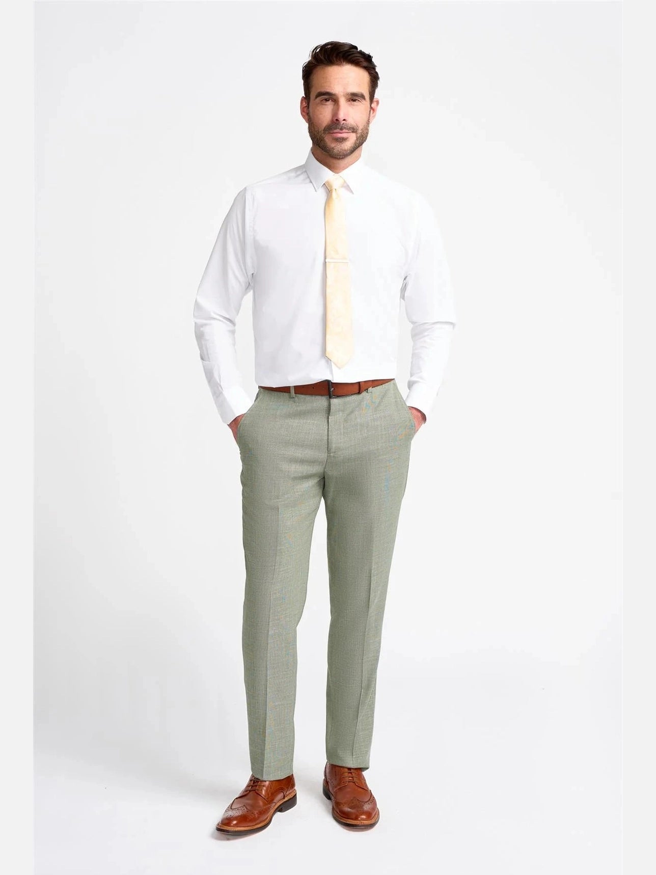 MIAMI – TAILORED FIT LINEN BLEND SAGE GREEN 3 PIECE SUIT CAVANI