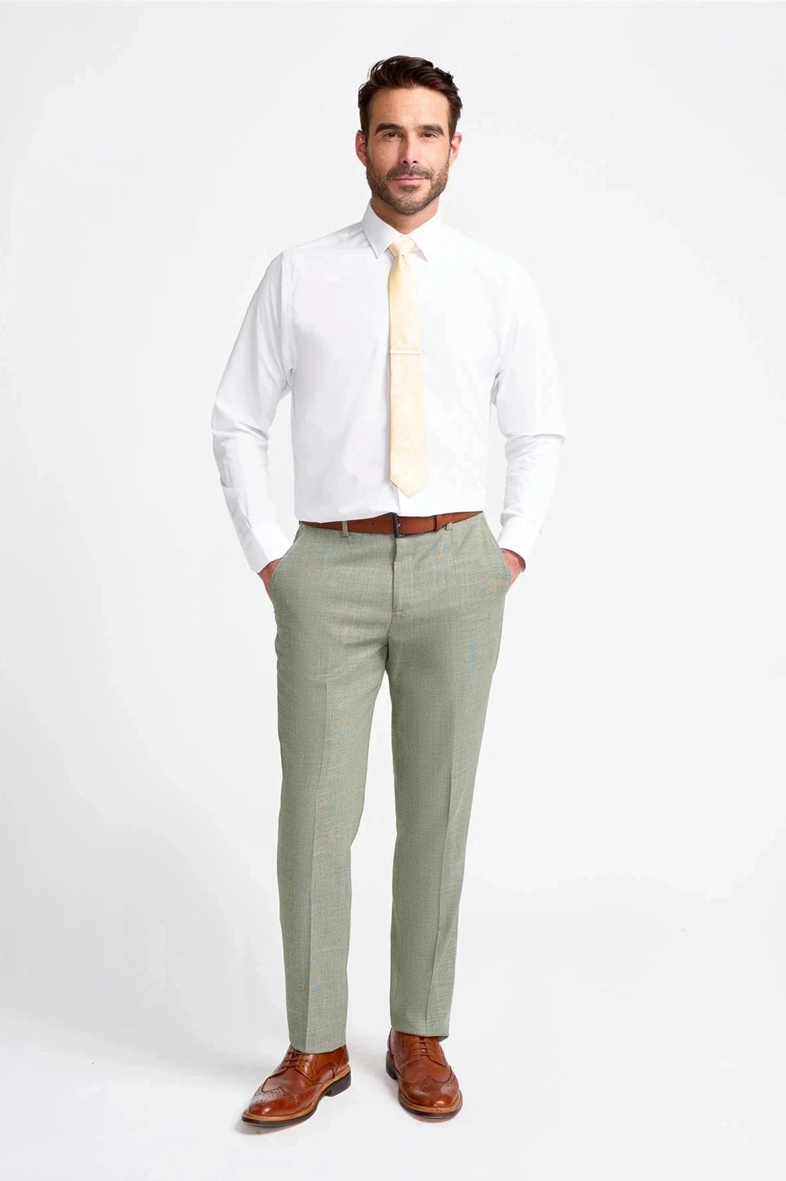 MIAMI – TAILORED FIT LINEN BLEND SAGE GREEN 3 PIECE SUIT CAVANI