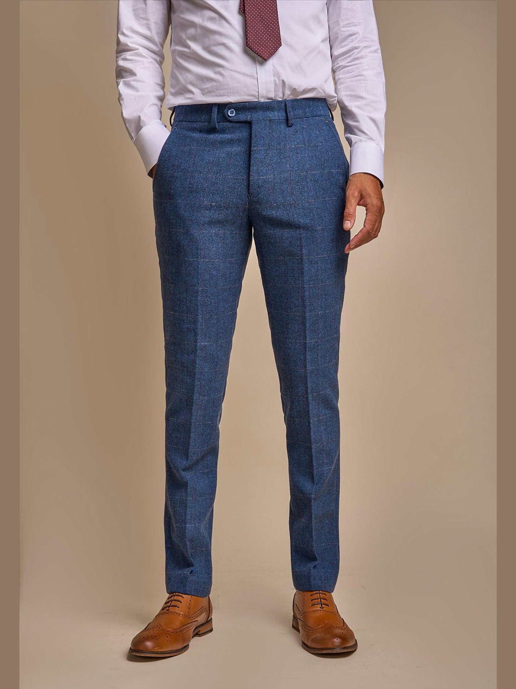 MENS CARNEGI NAVY TWEED THREE PIECE SUIT CAVANI