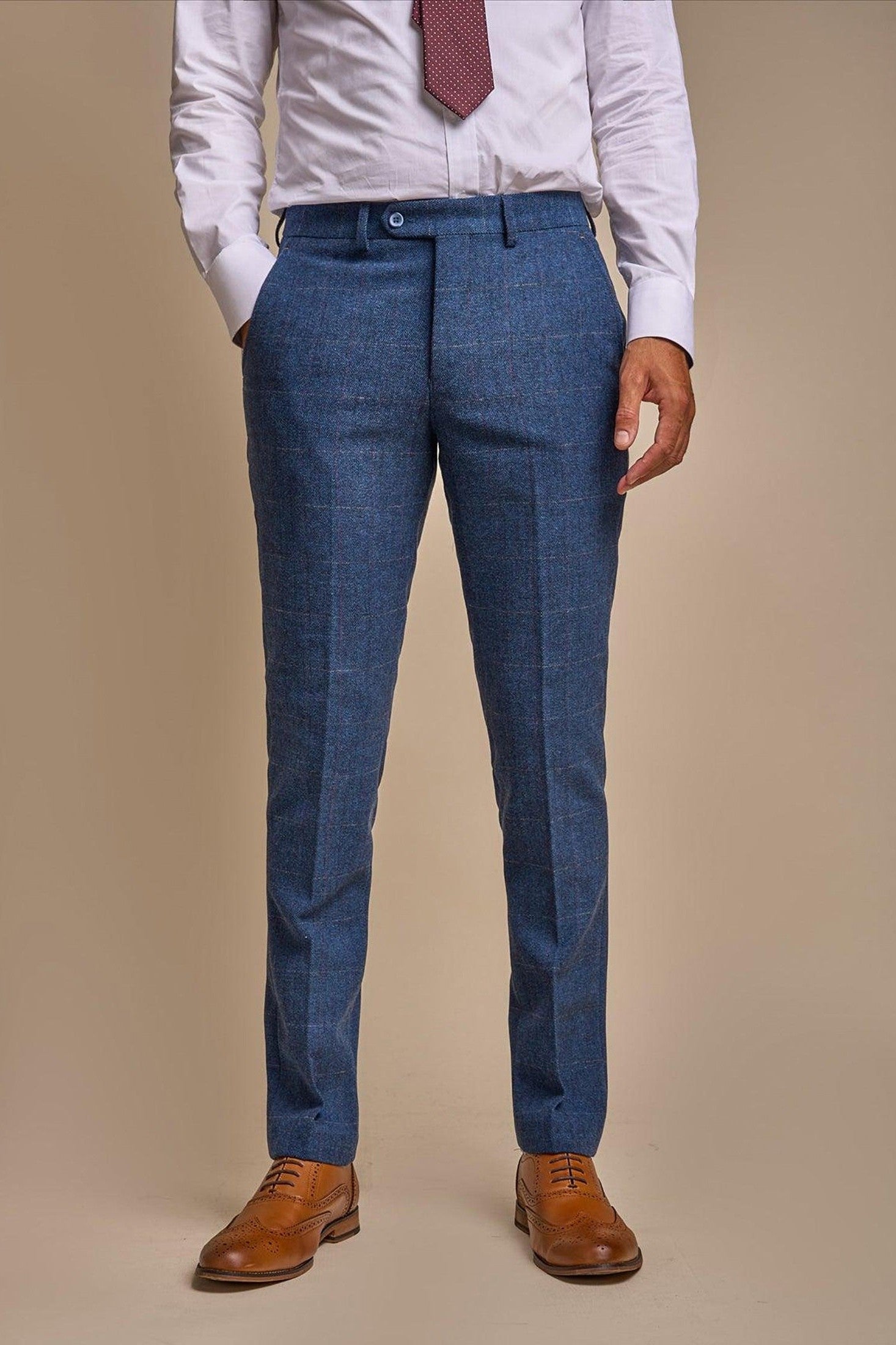 MENS CARNEGI NAVY TWEED THREE PIECE SUIT CAVANI