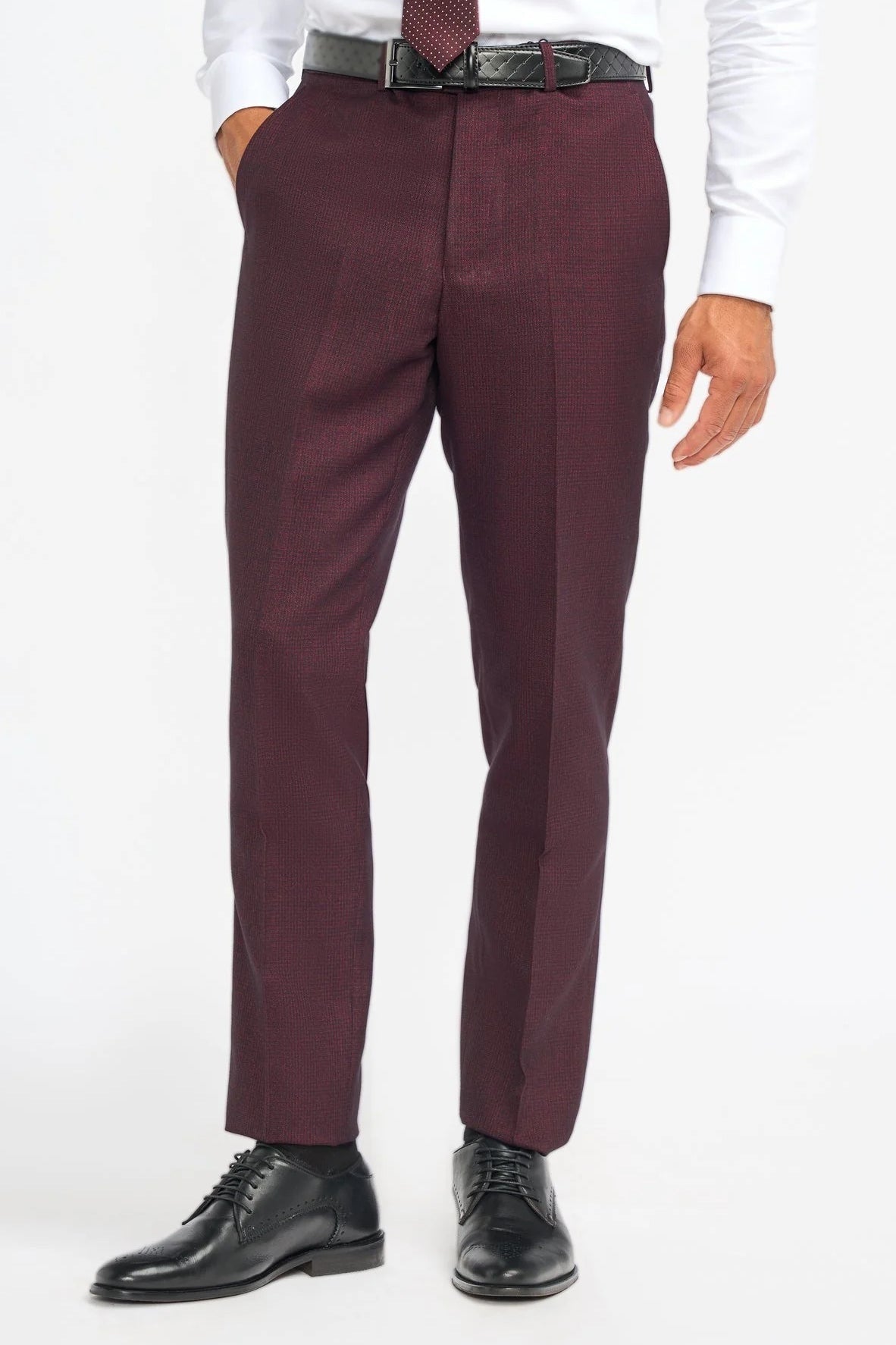 House of Cavani – Caridi Wine Men’s Check Suit Trousers CAVANI