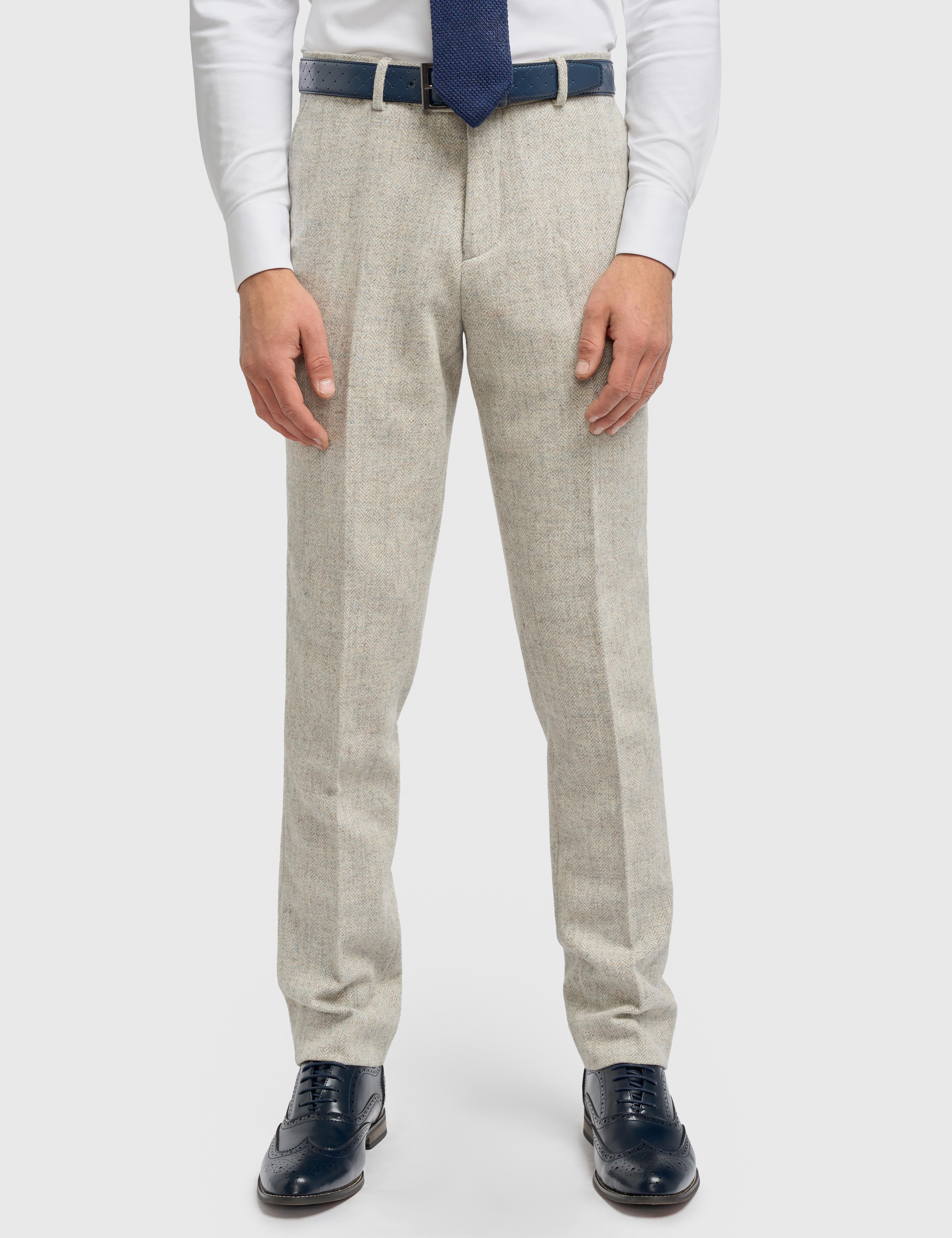 CAVANI – Thomas Suit trousers in Pearl Grey Herringbone