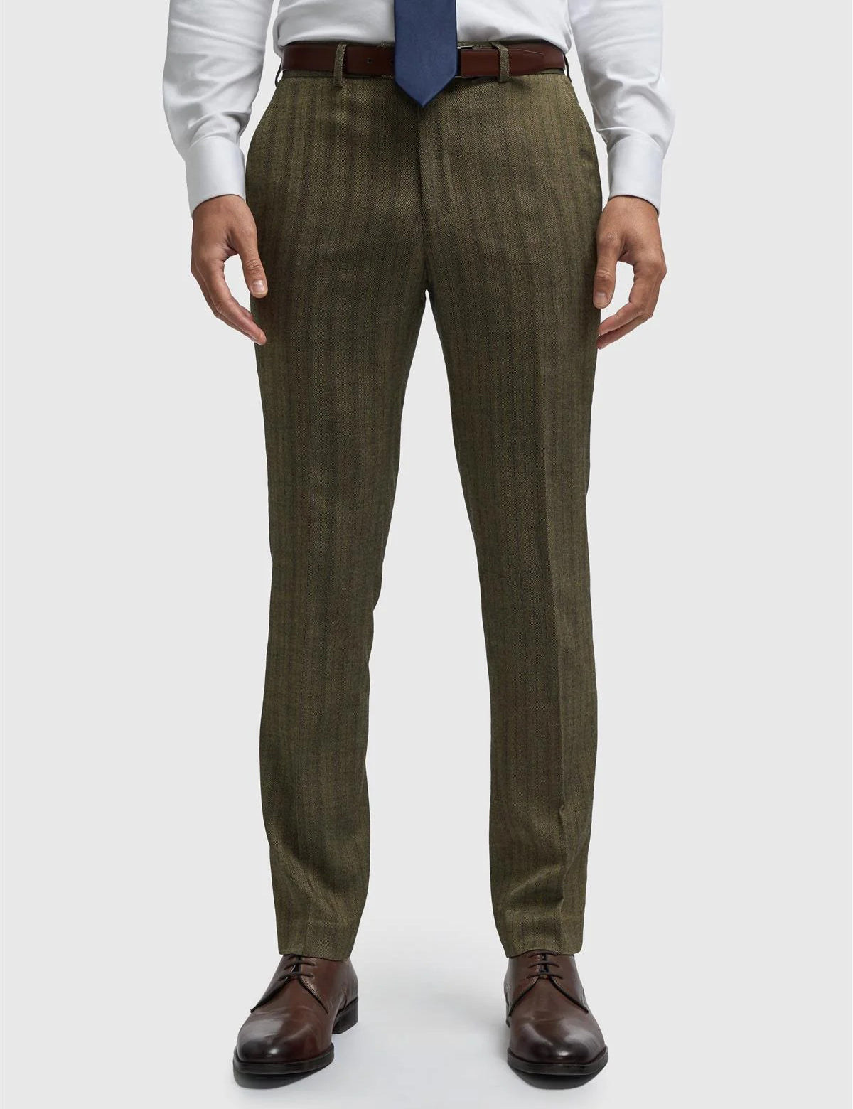 CAVANI – Damon Sage Herringbone Tweed Trousers