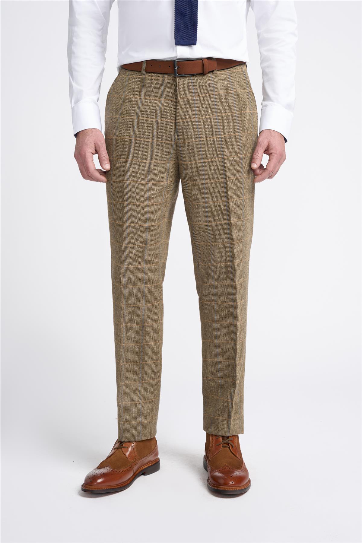 ALBERT - TWEED CHECK BROWN TROUSERS CAVANI