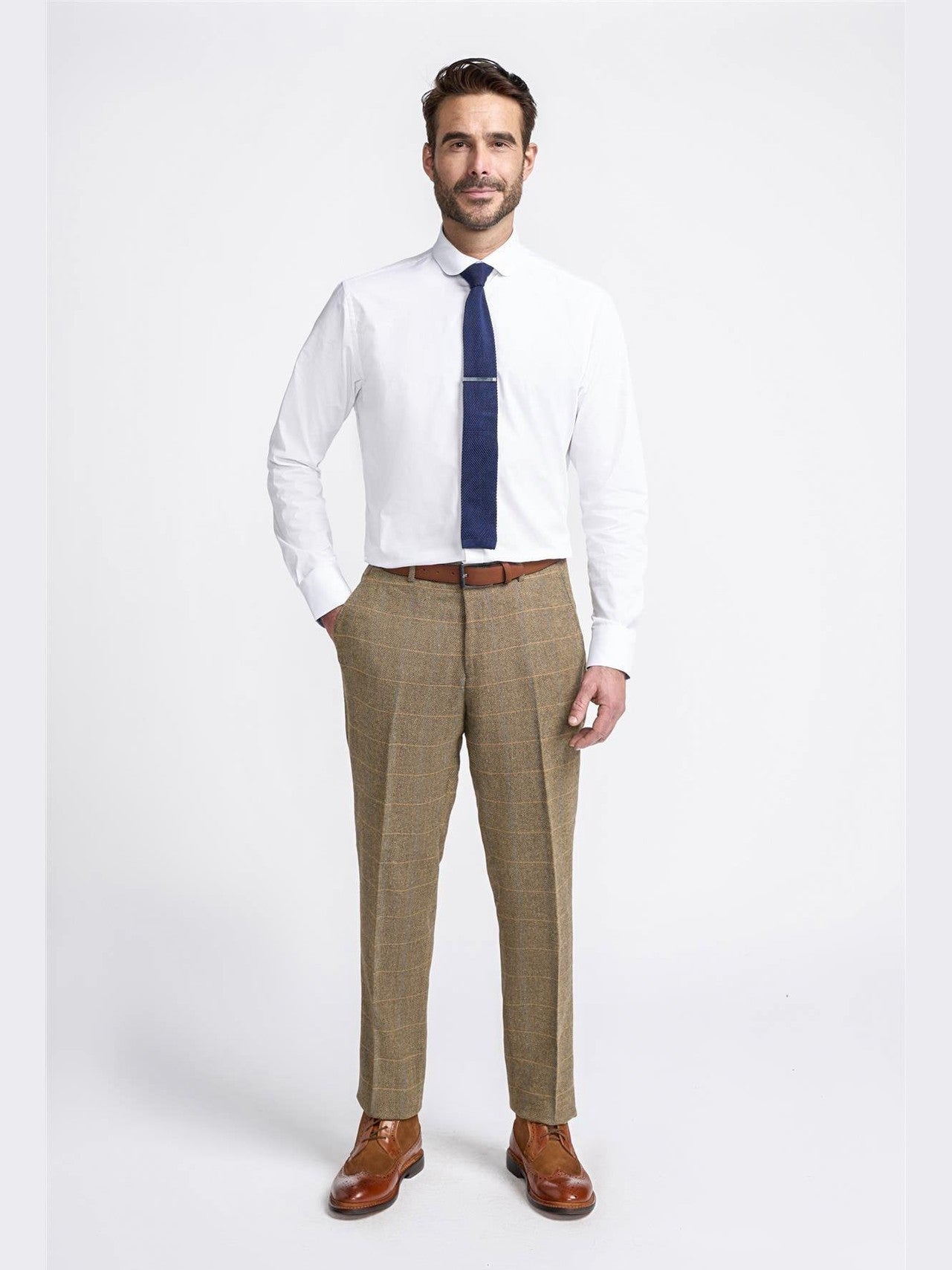 MENS ALBERT BROWN TWEED THREE PIECE SUIT CAVANI