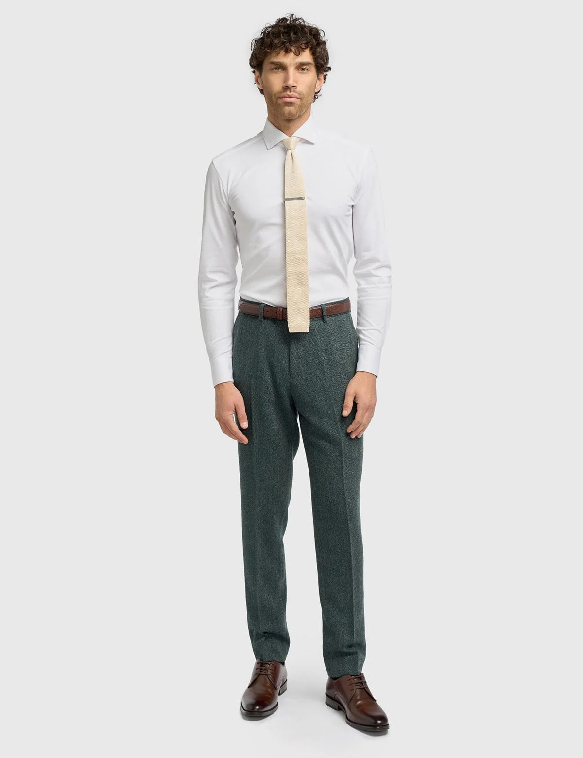 CAVANI – Thomas Olive Green Herringbone Trouser