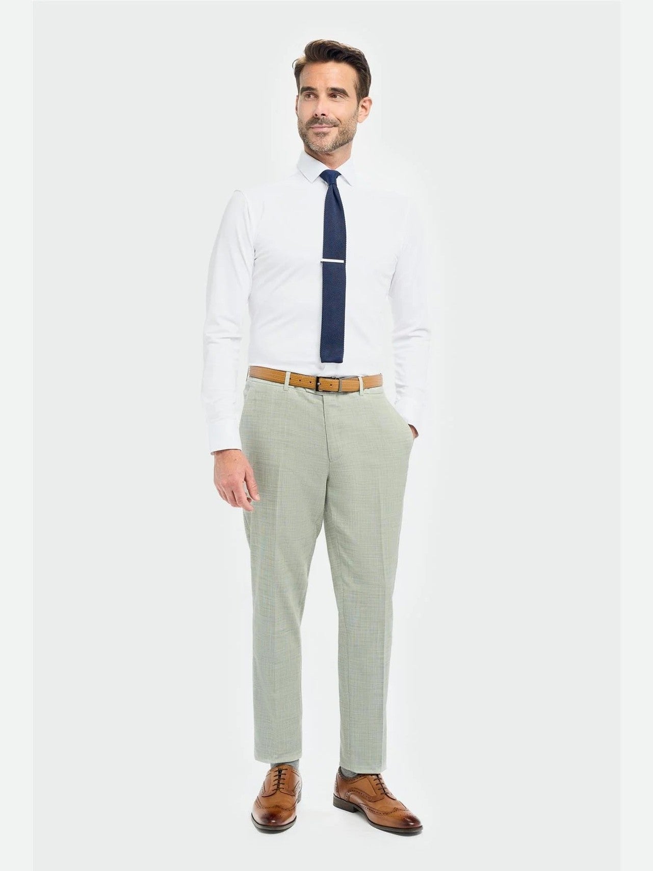 Cavani – Camden Sage Green Tapered Trousers
