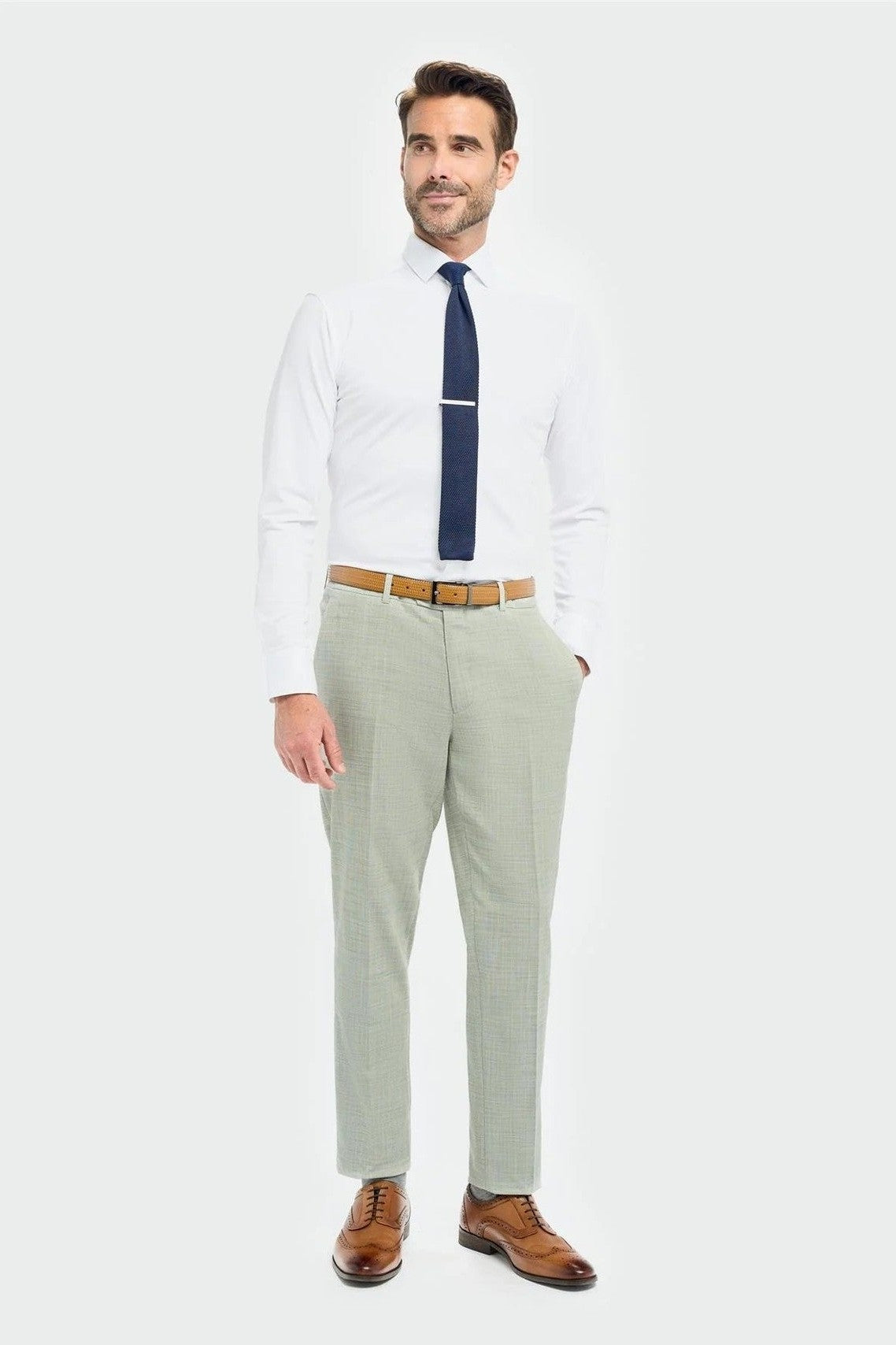 Cavani – Camden Sage Green Tapered Trousers
