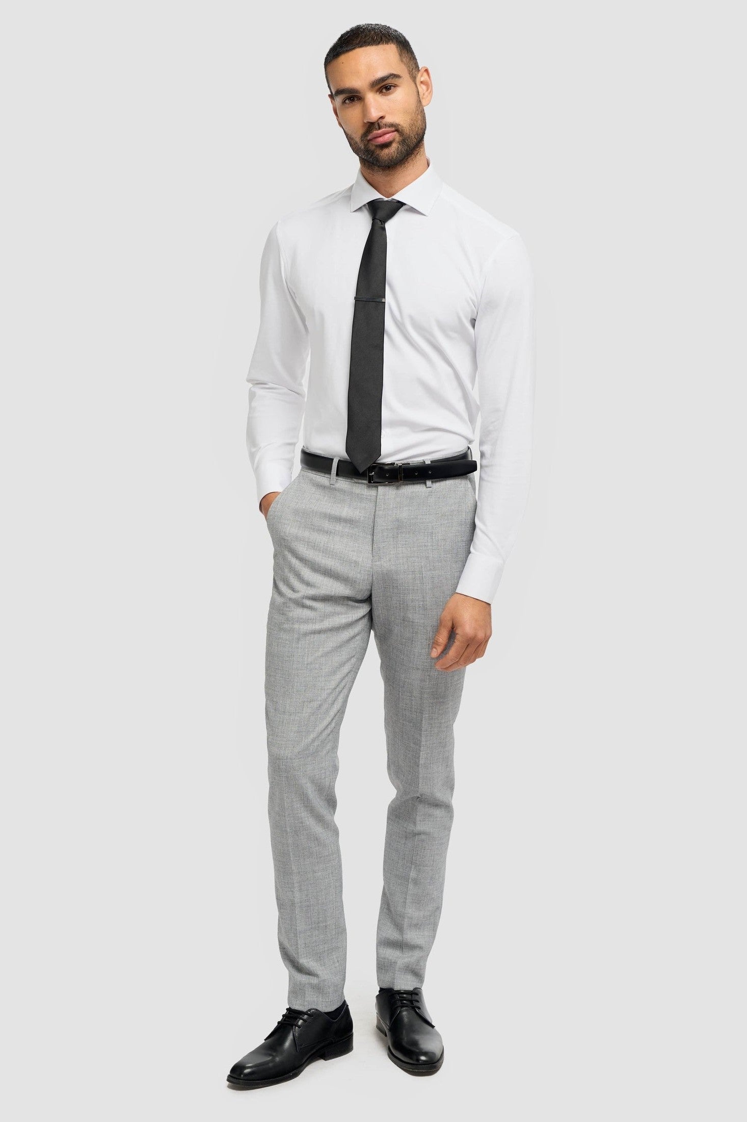 Cavani – Malibu Grey Sharkskin Tapered Trousers