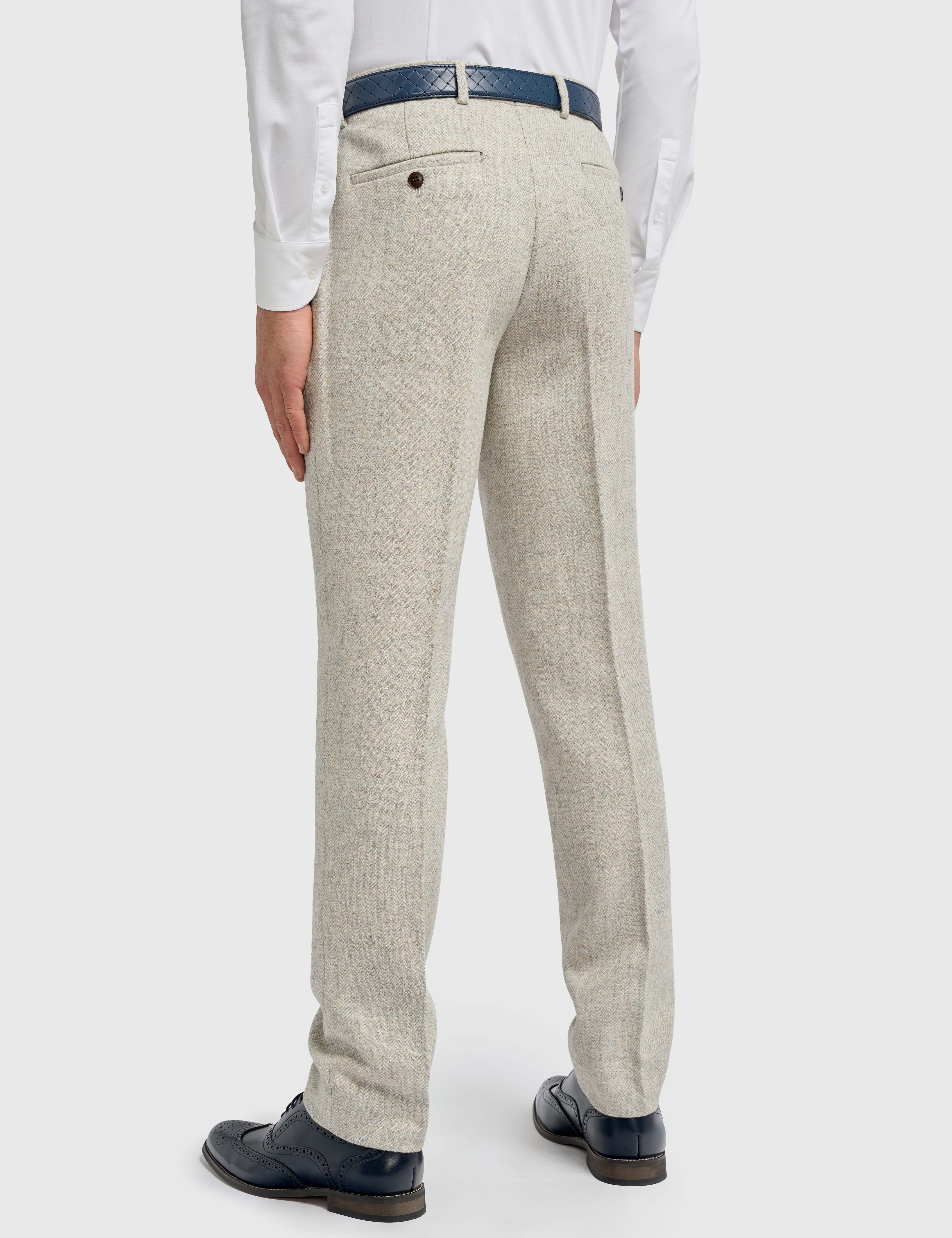 CAVANI – Thomas Suit trousers in Pearl Grey Herringbone