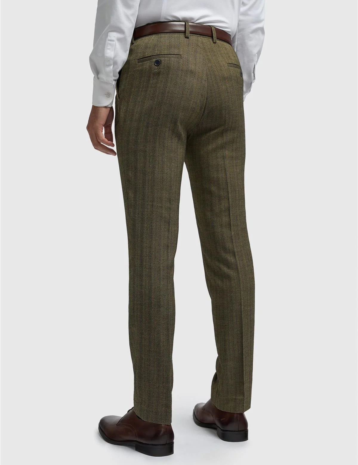 CAVANI – Damon Sage Herringbone Tweed Trousers