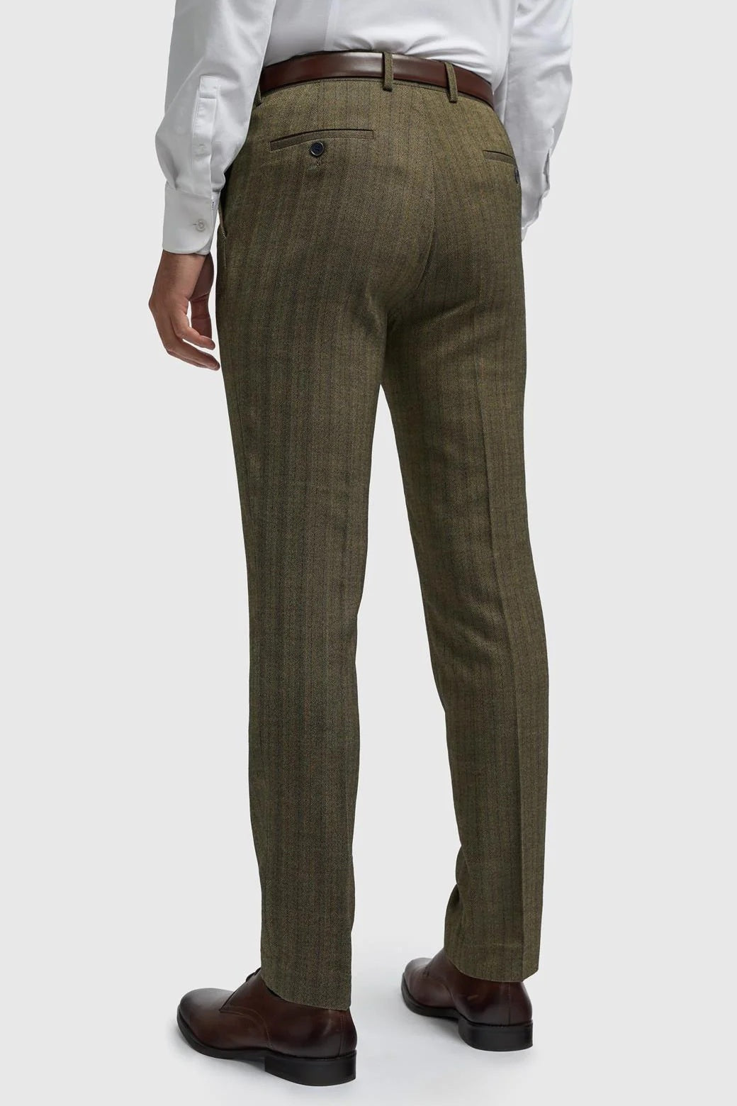 CAVANI – Damon Sage Herringbone Tweed Trousers
