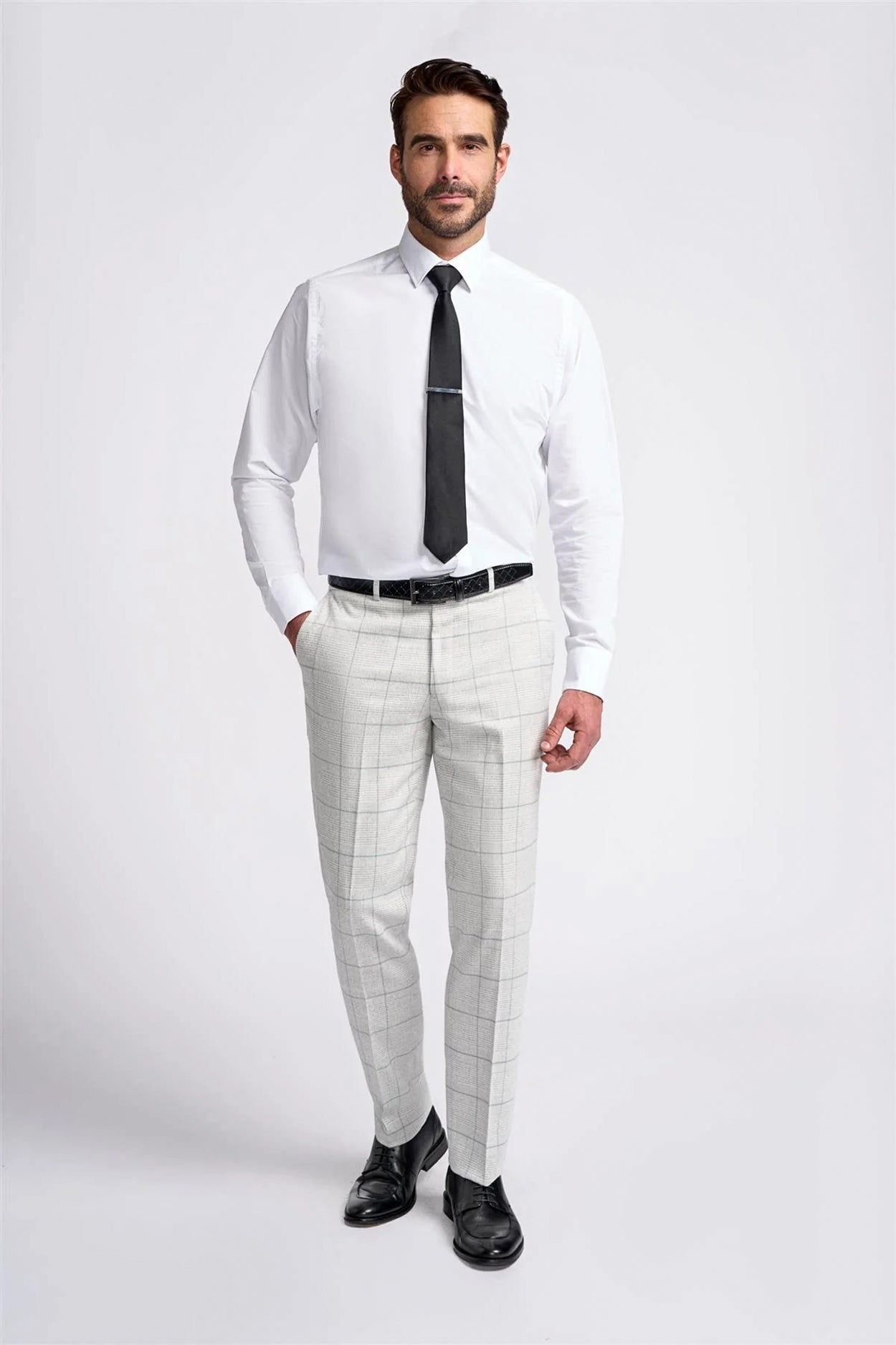 RADHIKA - WHITE CHECK TROUSERS CAVANI
