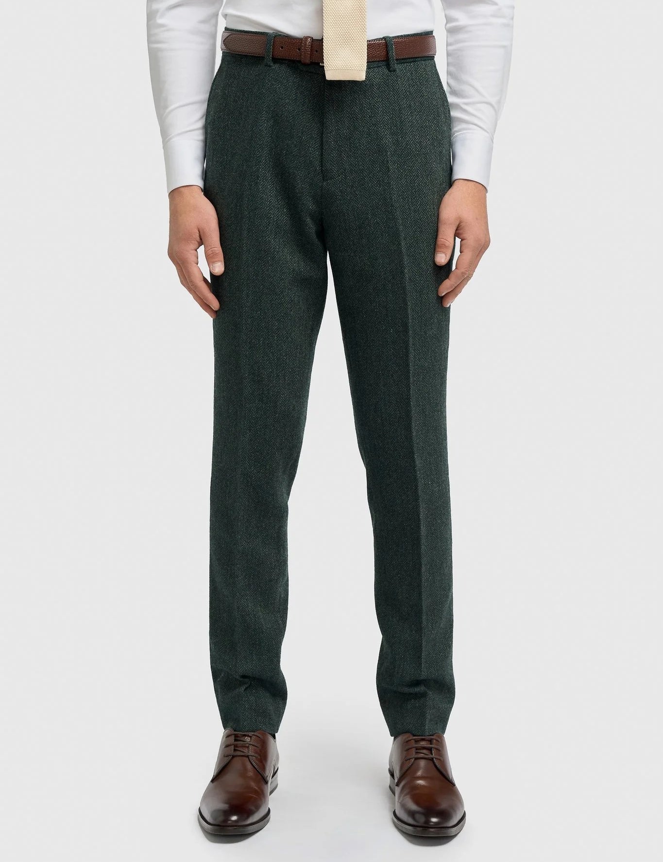 CAVANI – Thomas Olive Green Herringbone Trouser