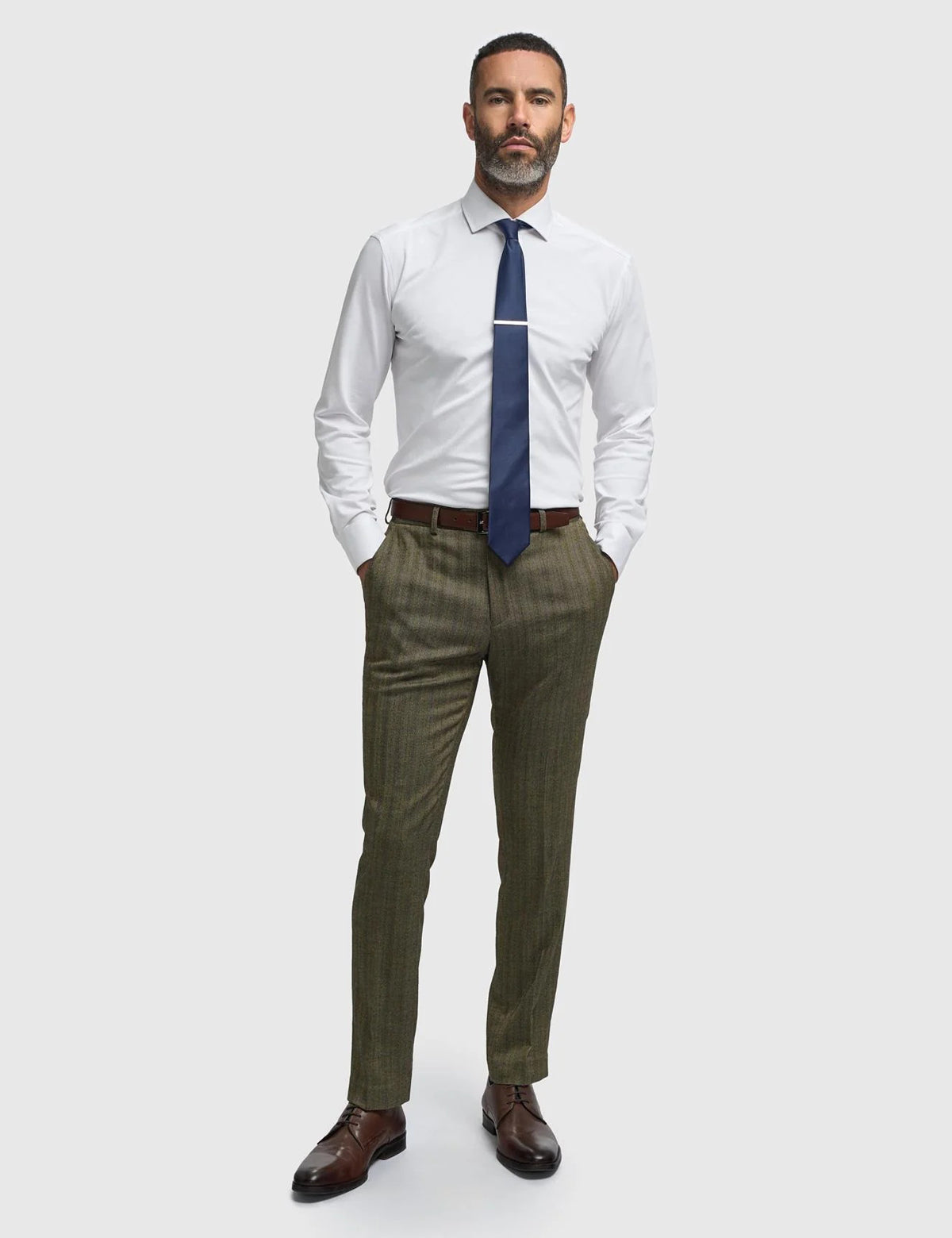 CAVANI – Damon Sage Herringbone Tweed Trousers