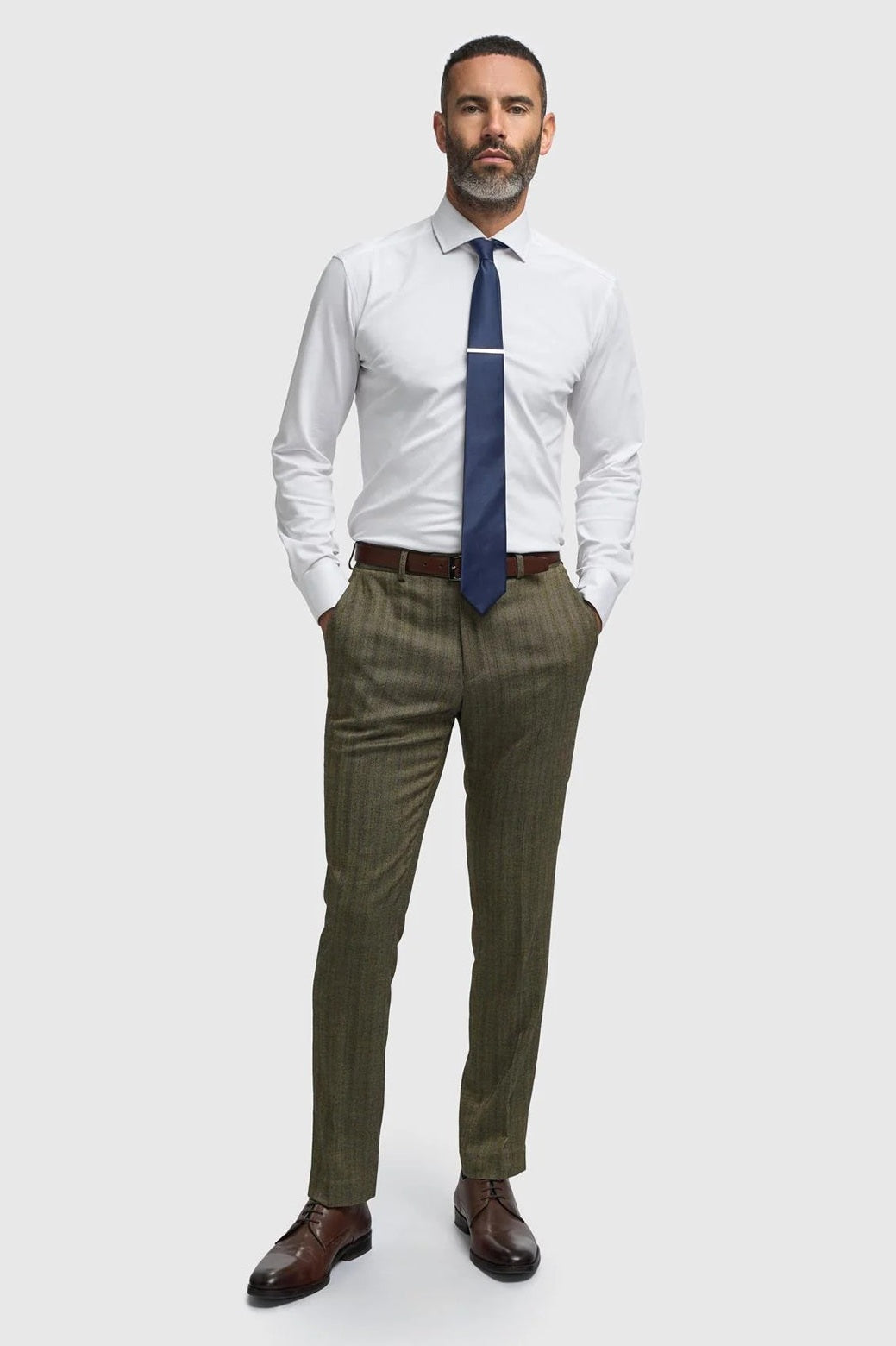 CAVANI – Damon Sage Herringbone Tweed Trousers