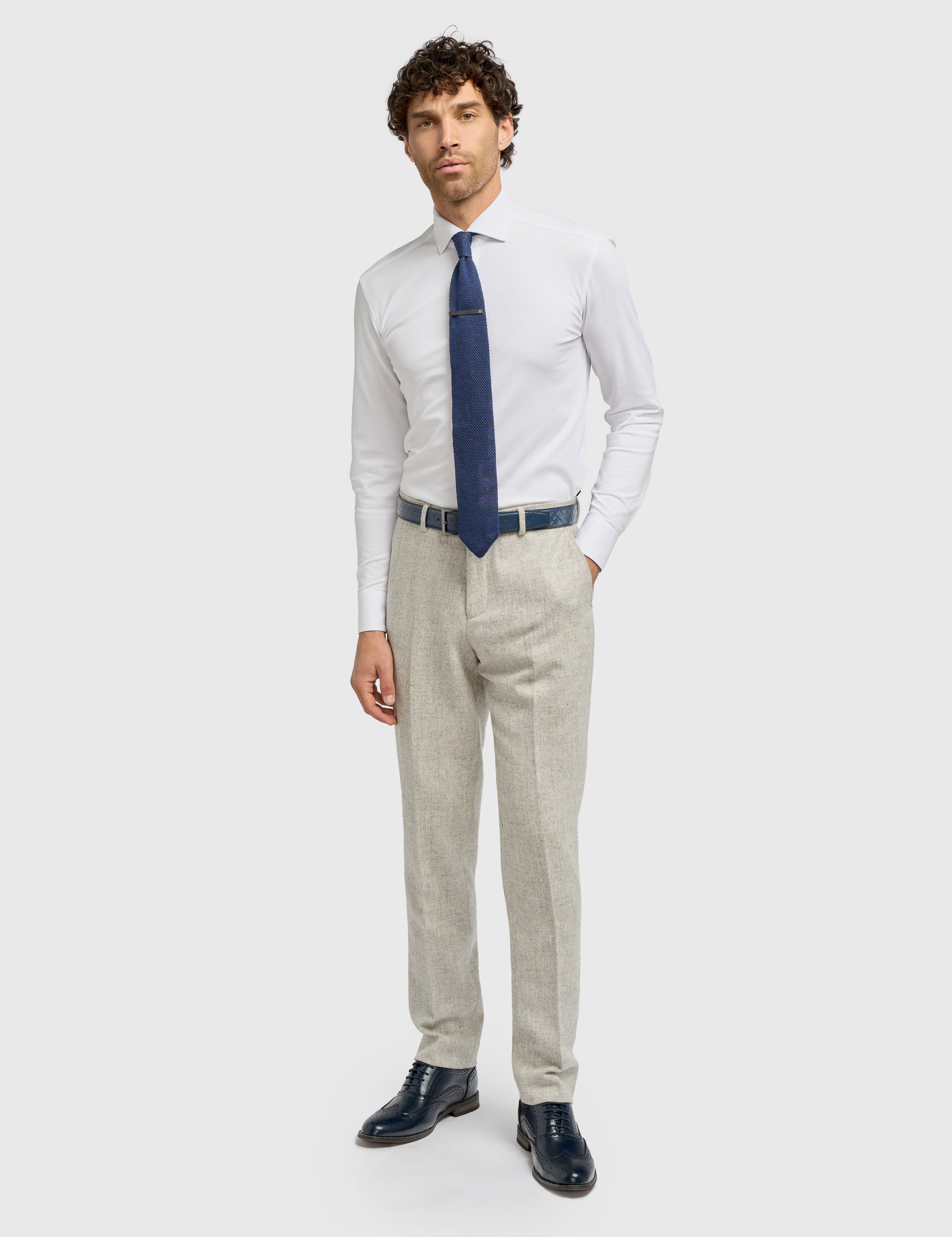 CAVANI – Thomas Suit trousers in Pearl Grey Herringbone