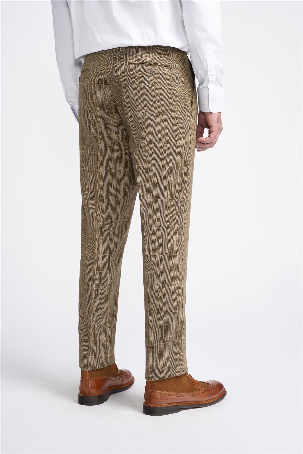 ALBERT - TWEED CHECK BROWN TROUSERS CAVANI