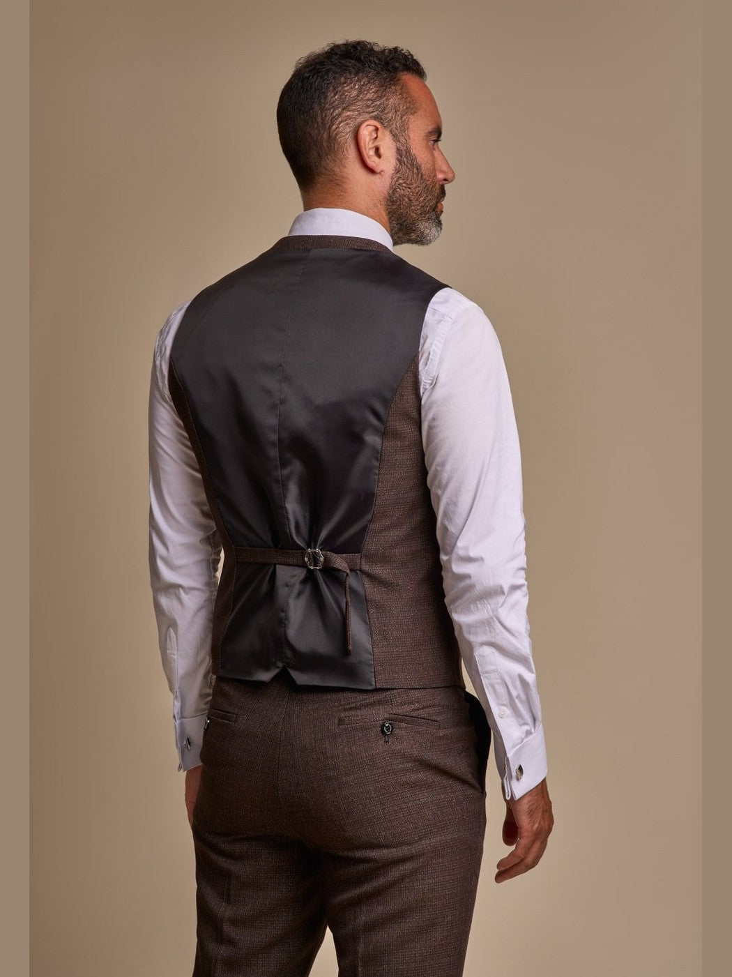 CARIDI – BROWN CHECK TAILORED FIT WAISTCOAT CAVANI