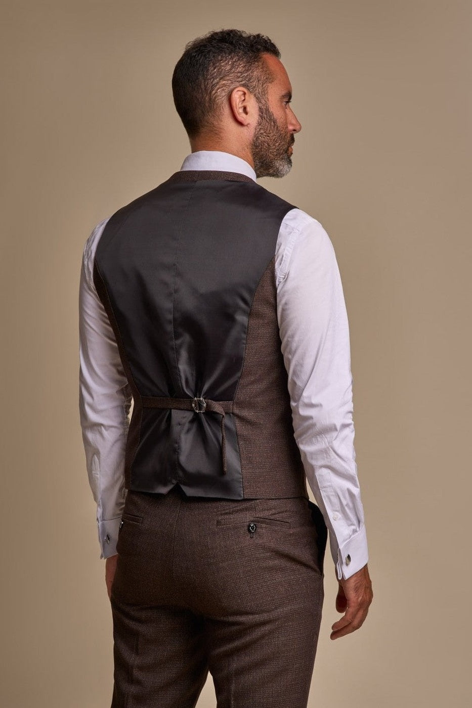 CARIDI – BROWN CHECK TAILORED FIT WAISTCOAT CAVANI